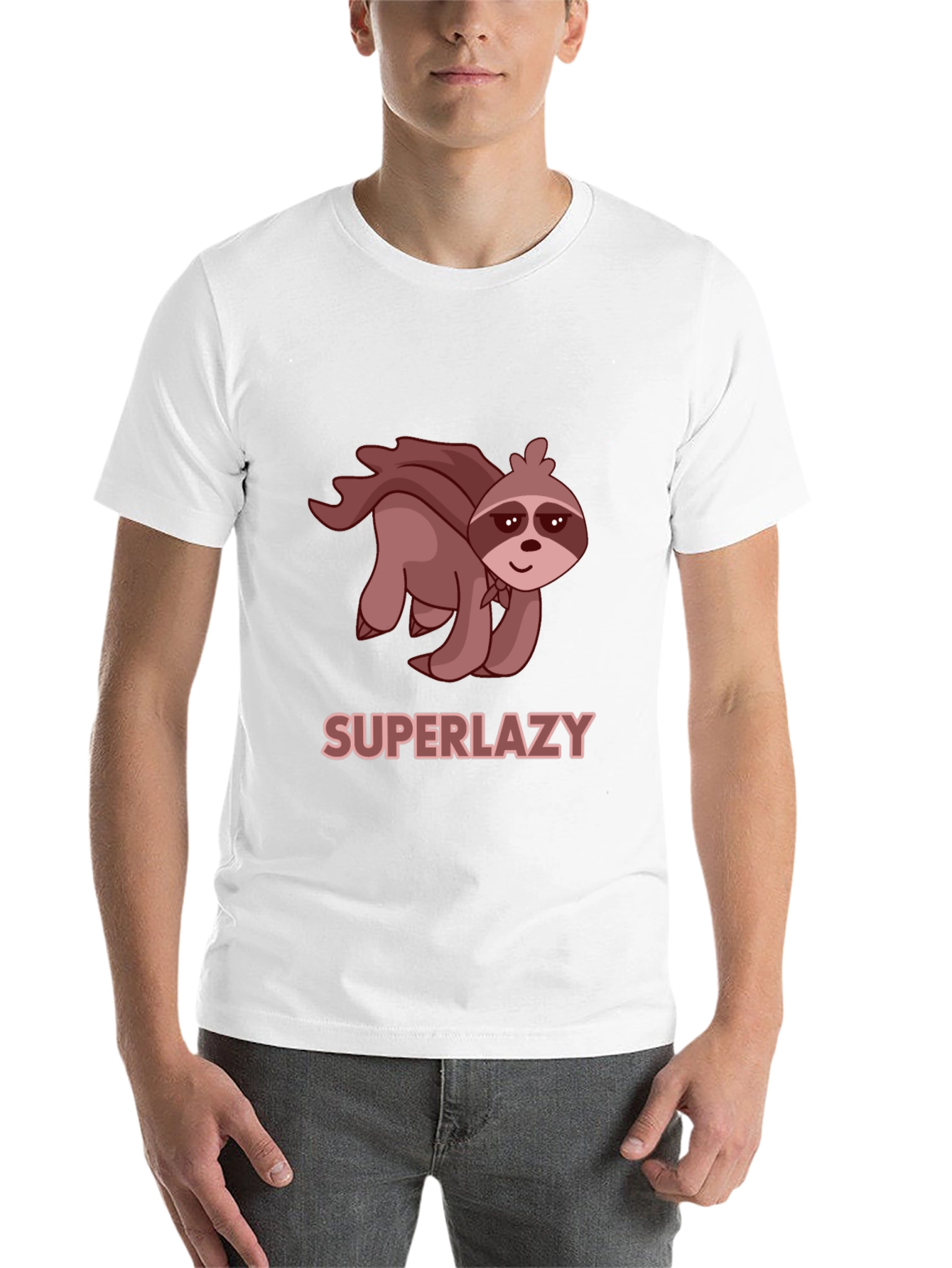 Black Superlazy Sloth Tee - Funny Cartoon Hero T-Shirt view 14