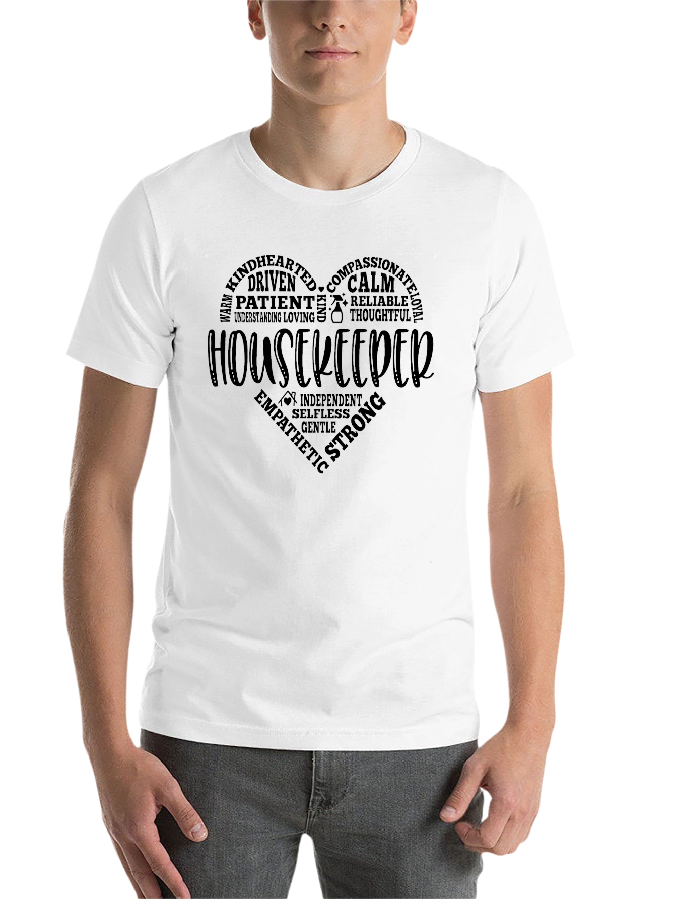 Black Housekeeper Heart Word Art T-Shirt view 14