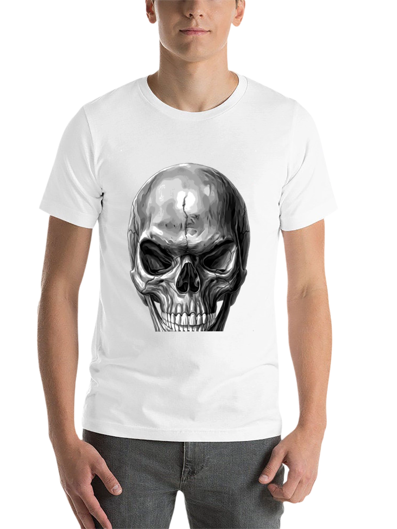 Black Skull Graphic Print T-Shirt - Black view 14