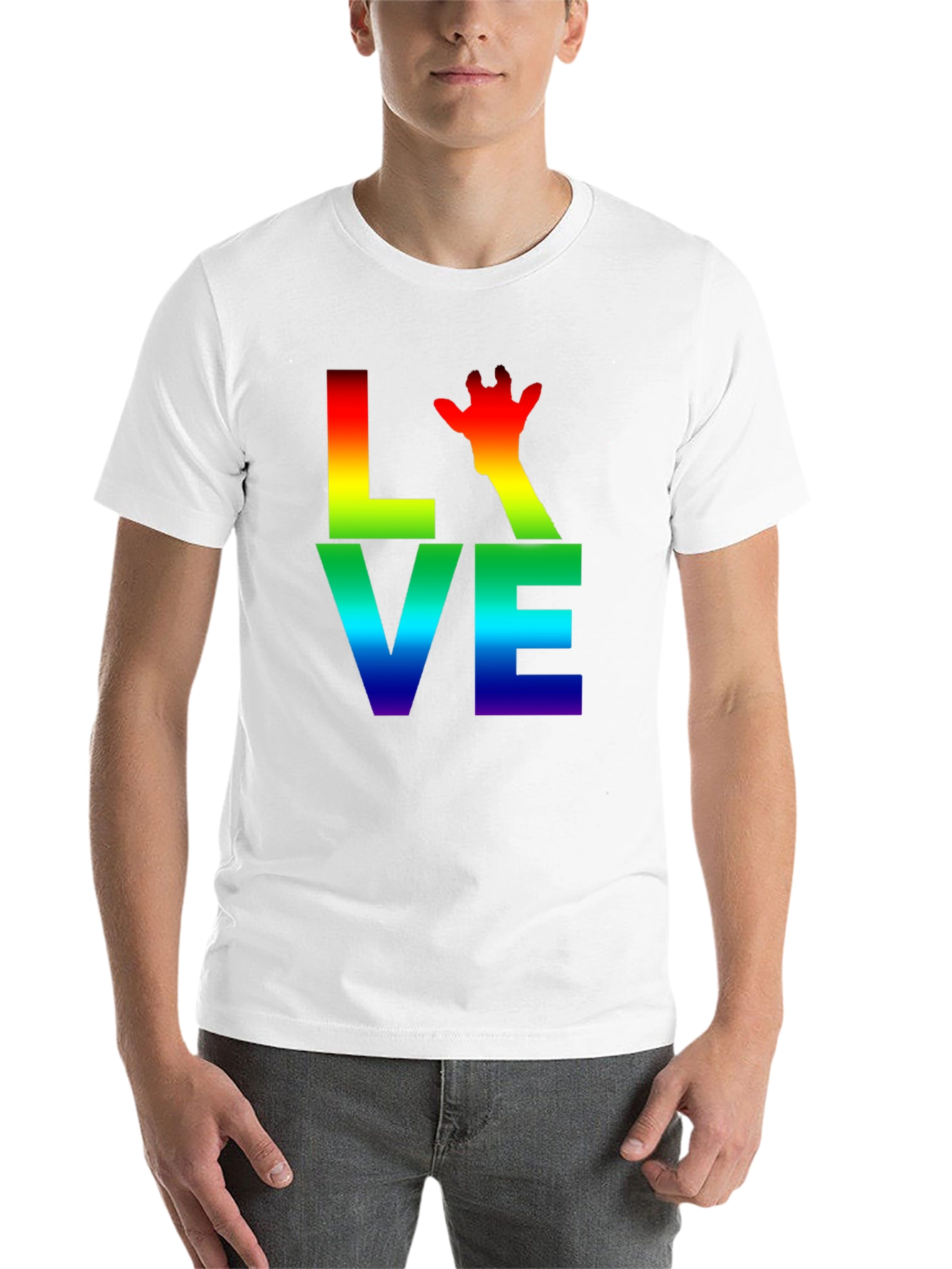 Black Rainbow LOVE Giraffe Graphic T-Shirt view 14