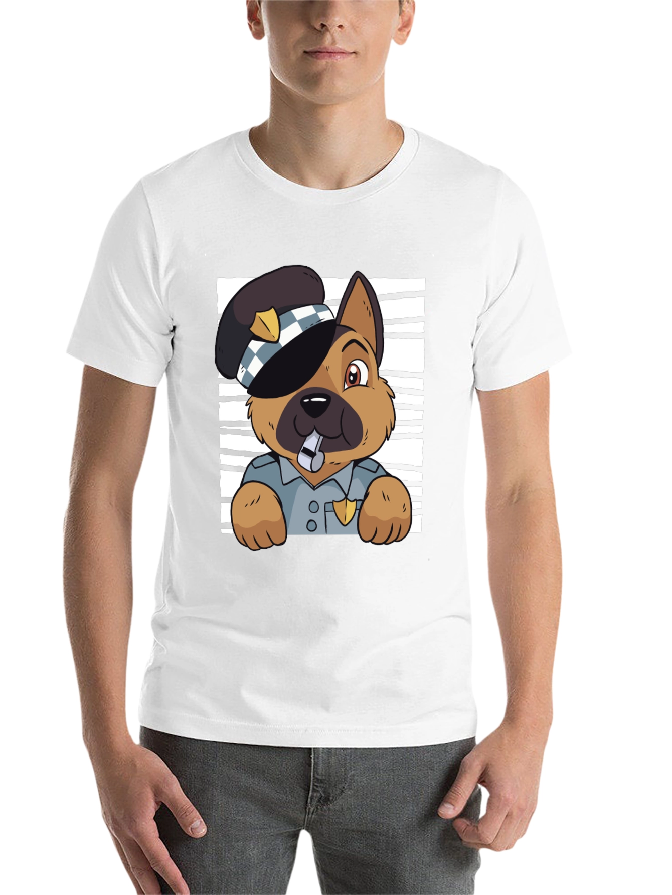 Black Police Dog Graphic T-Shirt - Cute Cartoon Design view 14