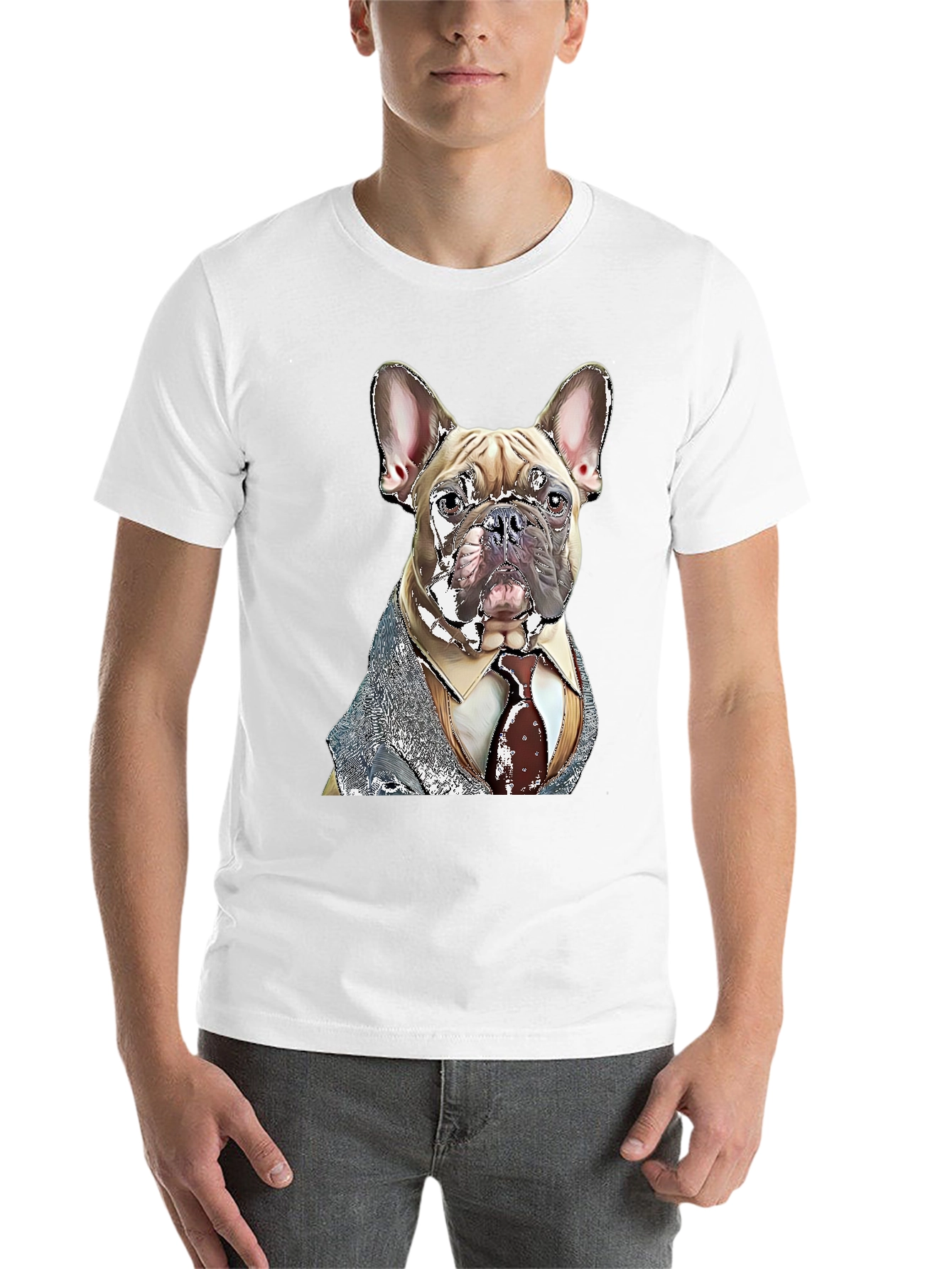 Black Dog in Suit Graphic T-Shirt - Unique Design view 14