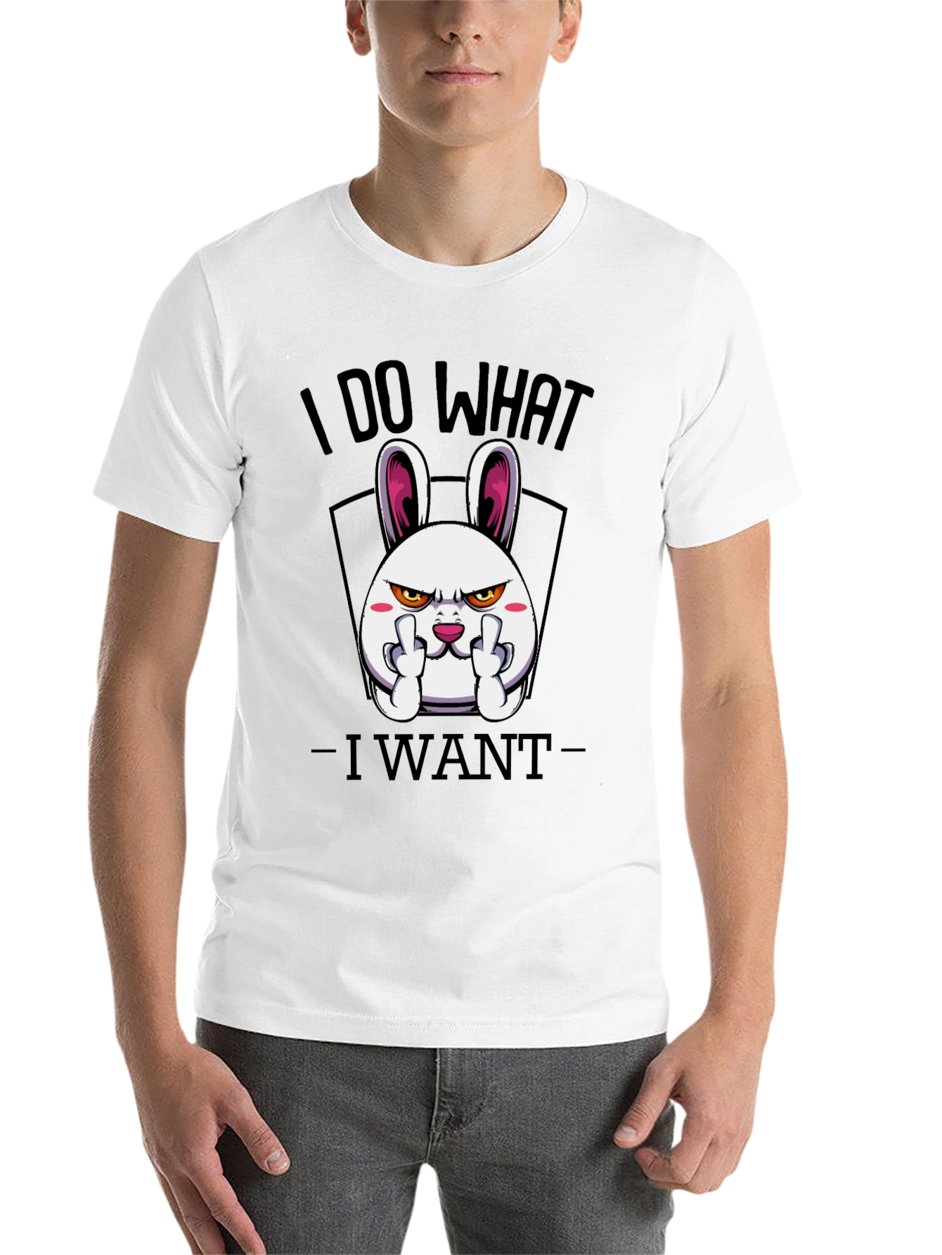 Black I Do What I Want Funny Bunny Graphic Tee view 14