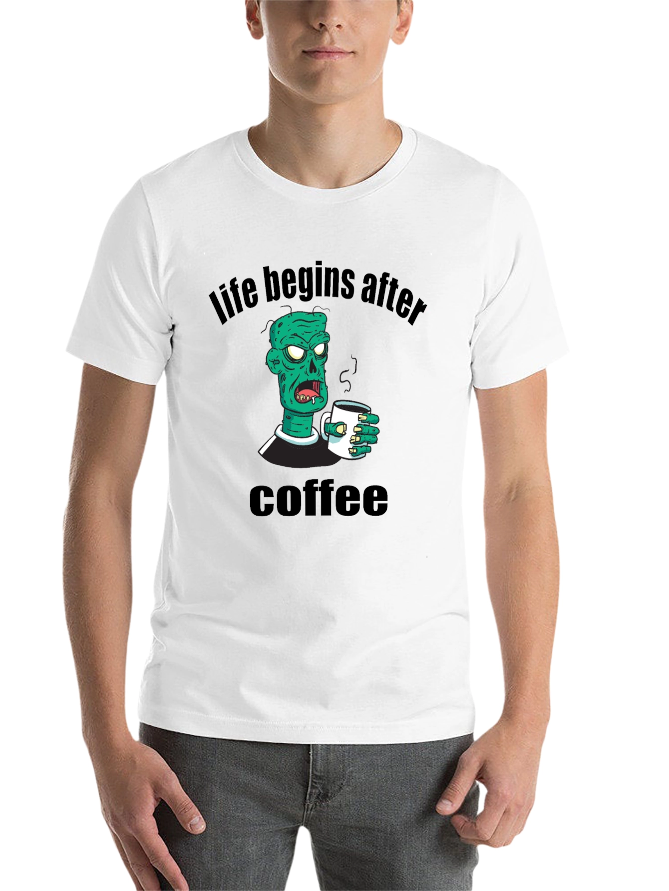 Black Life Begins After Coffee Zombie T-Shirt view 14