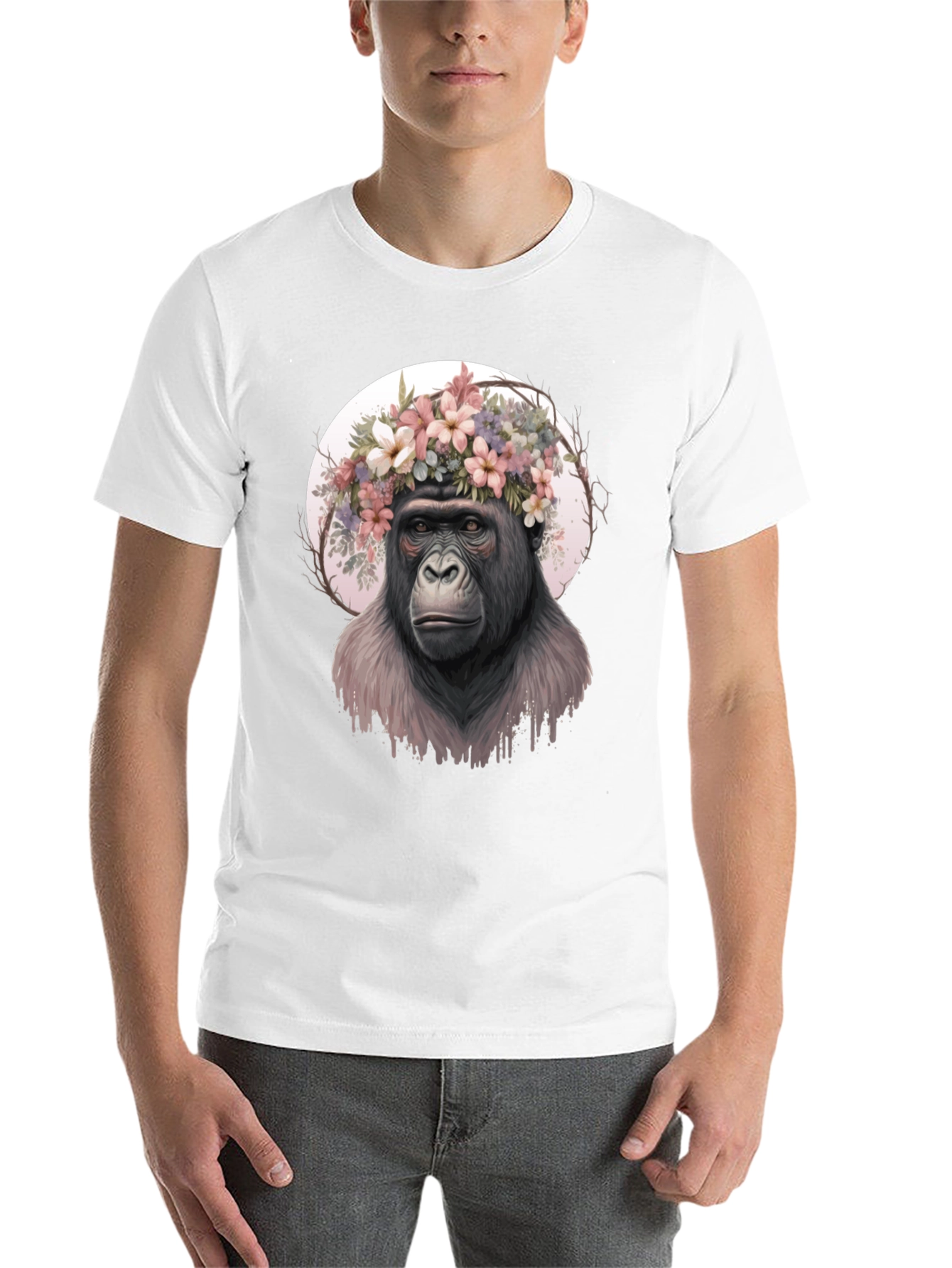 Black Gorilla Flower Crown Graphic Tee view 14