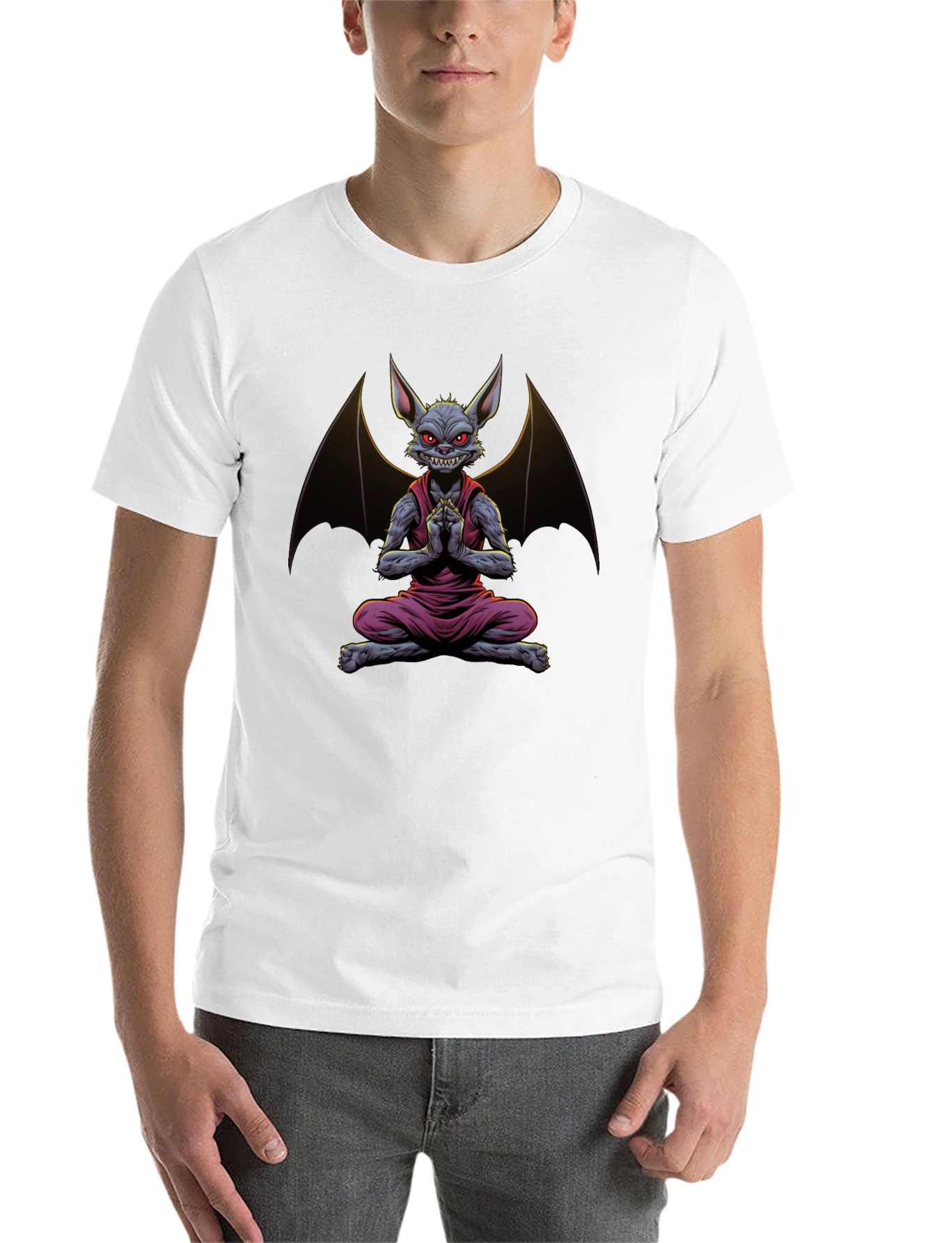 Black Bat Meditation T-Shirt - Men's Black Tee view 14