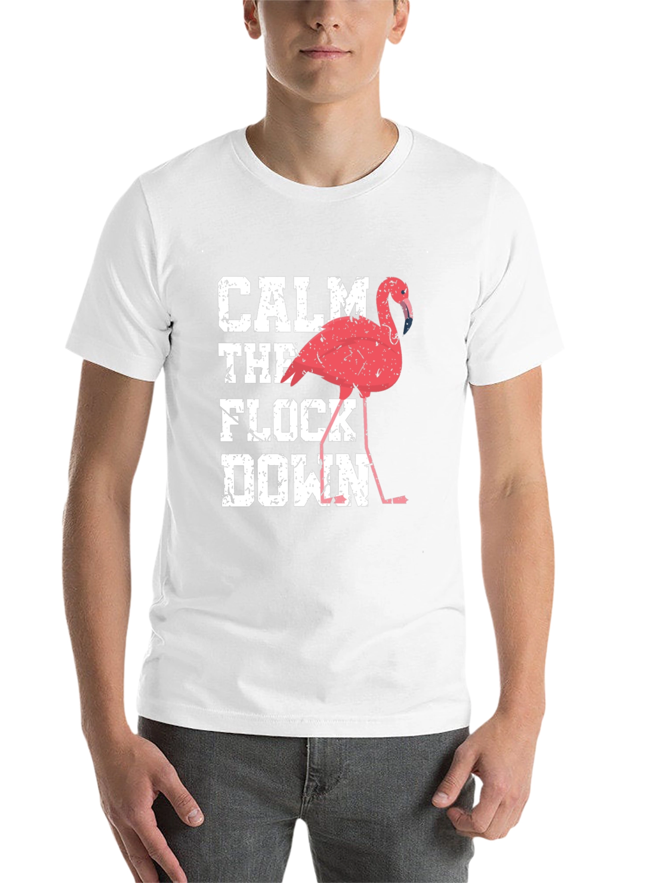 Black Calm The Flock Down Flamingo Graphic Tee view 14