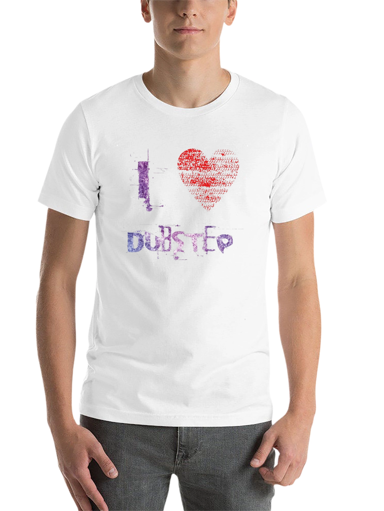 Black I Love Dubstep Graphic Tee - Black Cotton T-Shirt view 14