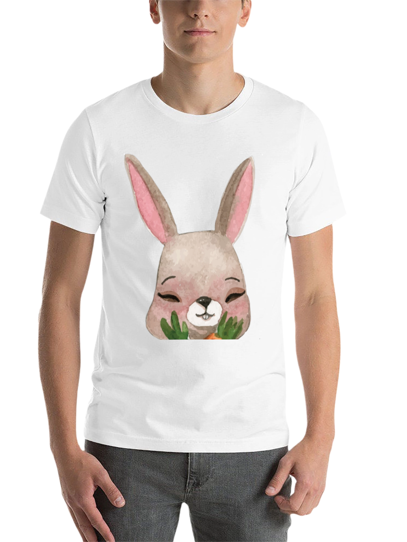Black Cute Bunny Graphic T-Shirt - Unisex Black Tee view 14
