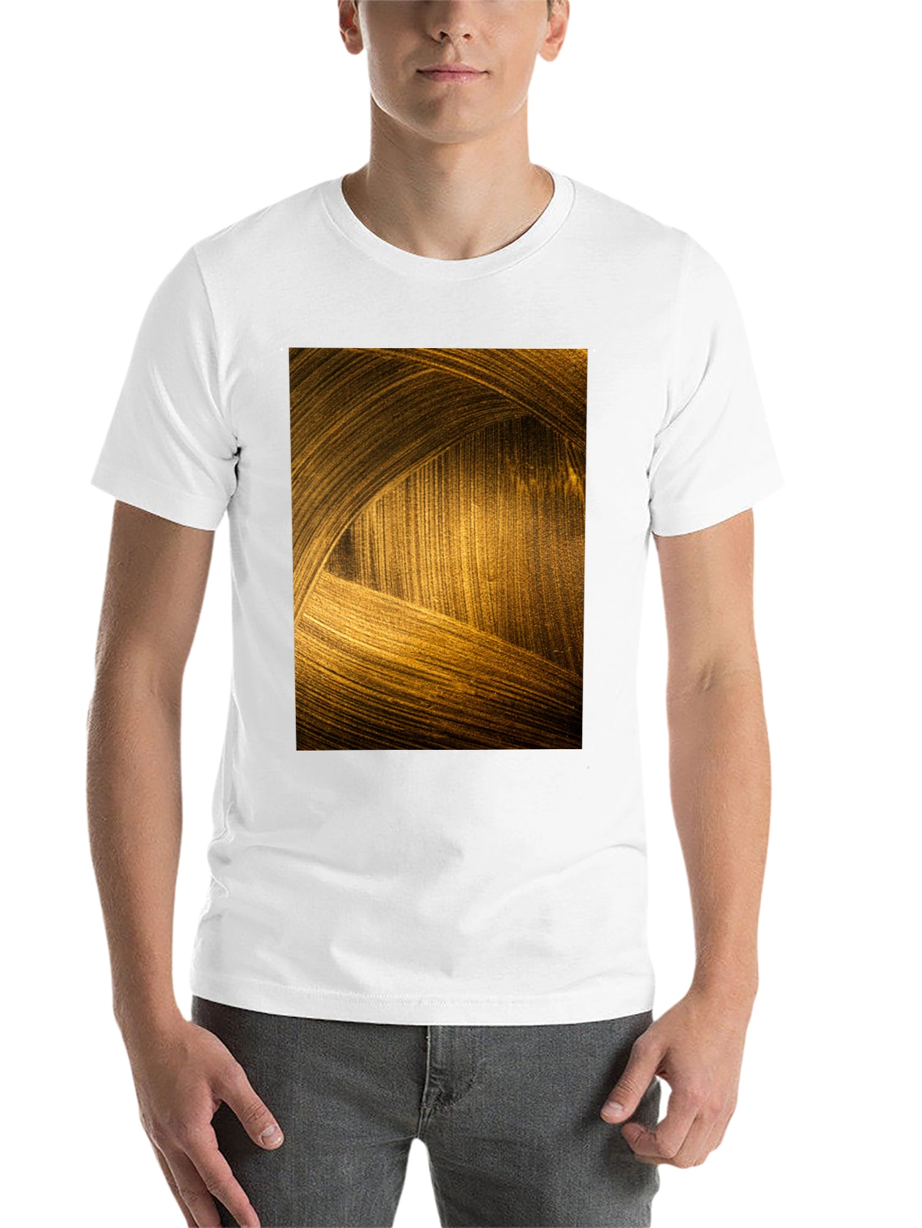 Black Abstract Gold Swirl Graphic T-Shirt view 14