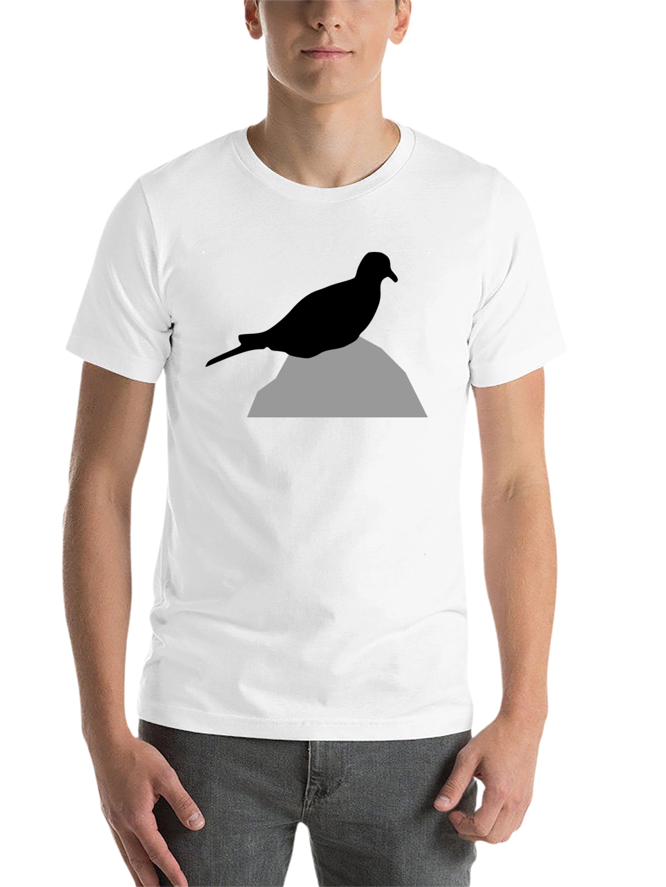 Black Bird on Rock Graphic Tee - Unisex Black T-Shirt view 14