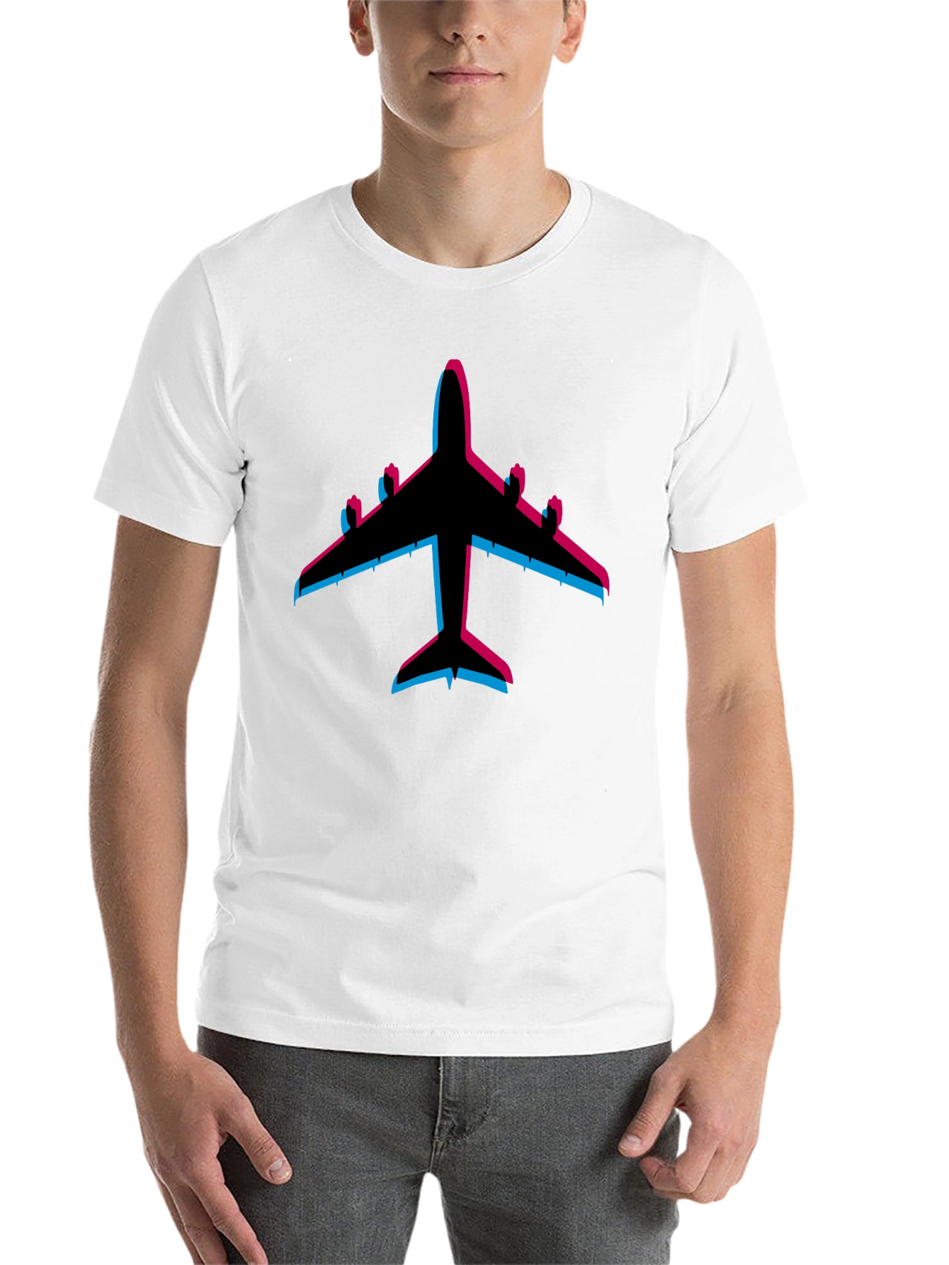 Black Retro Airplane Graphic Tee - Black Cotton Blend view 14