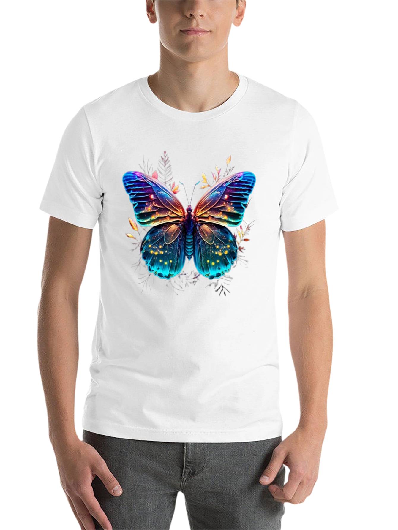 Black Butterfly Graphic Print Men's T-Shirt view 14