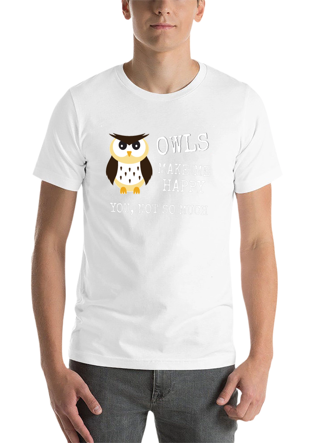 Black Funny Owl T-Shirt - Owls Make Me Happy view 14
