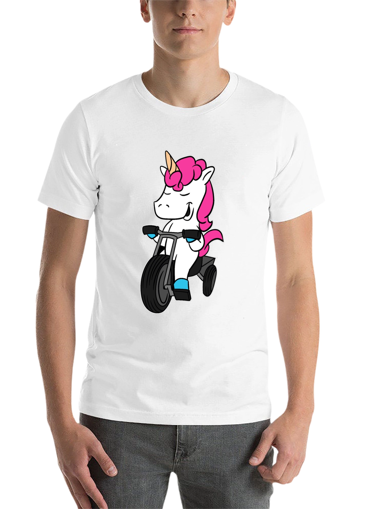 Black Unicorn on Tricycle T-Shirt - Black view 14