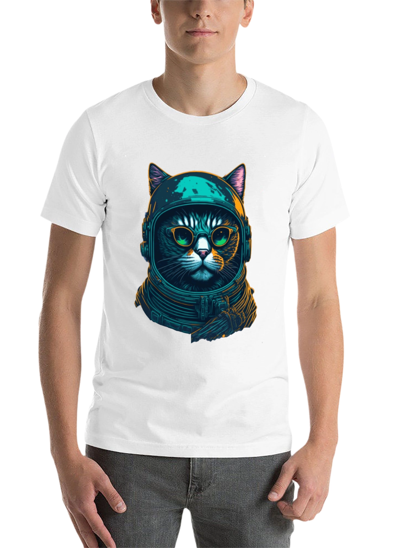 Black Cosmic Cat T-Shirt - Astronaut Kitty Design view 14