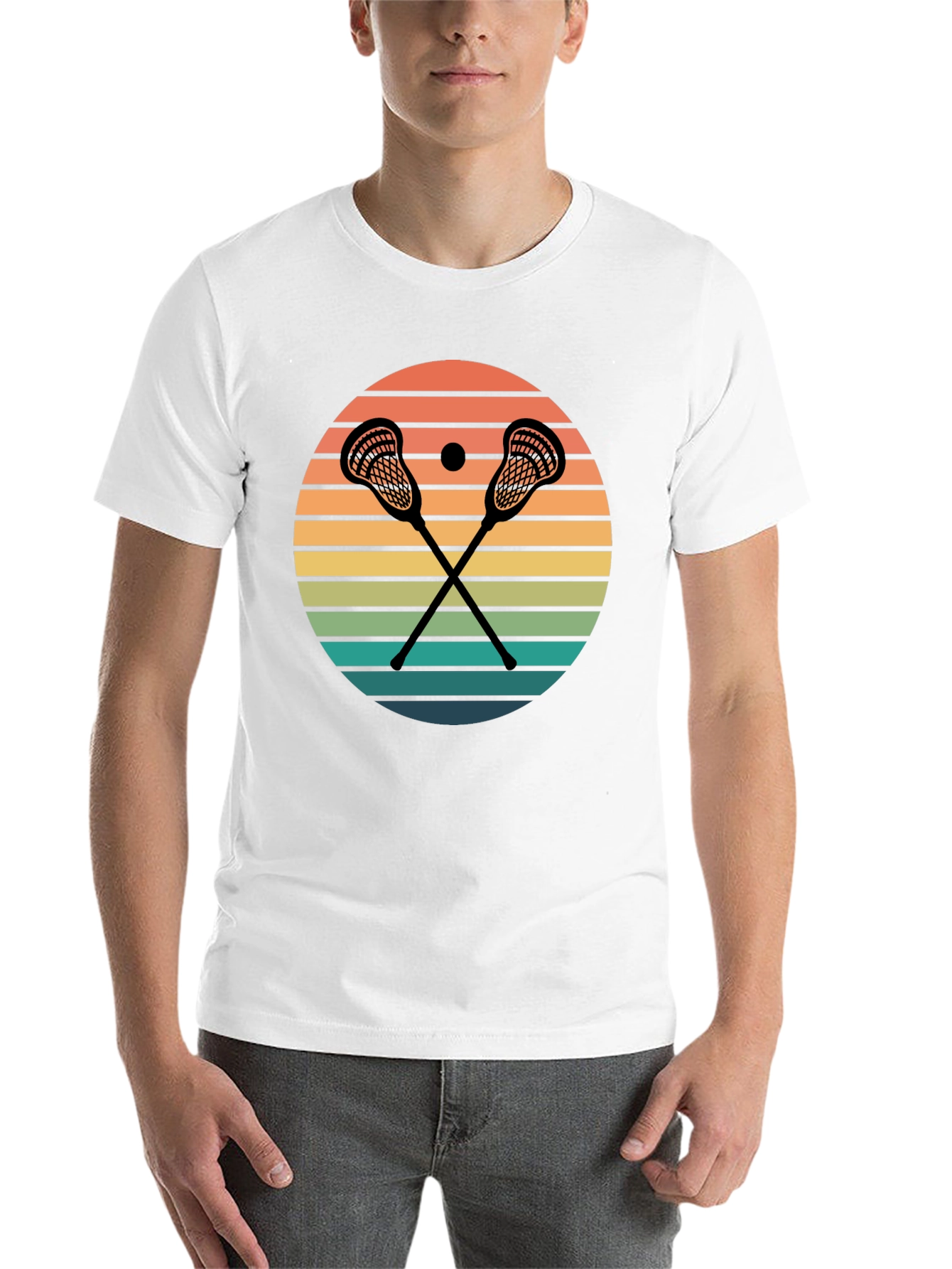 Black Lacrosse Sunset Graphic T-Shirt view 14