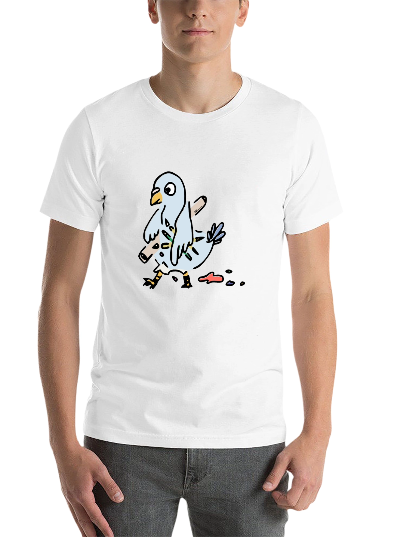 Black Pigeon Graphic Tee - Funny Bird T-Shirt view 14