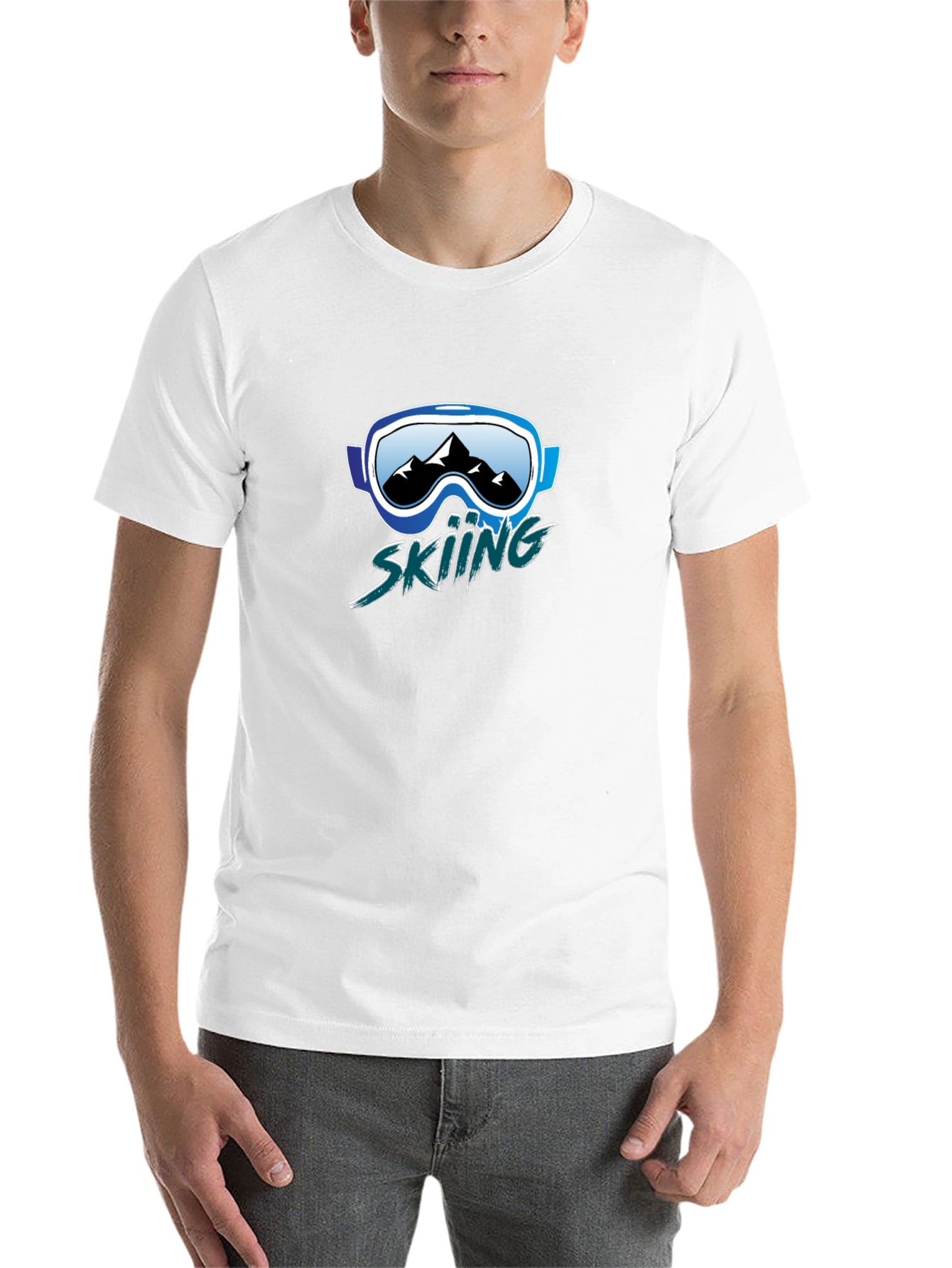 Black Skiing Graphic Tee - Mountain Goggles Design view 14