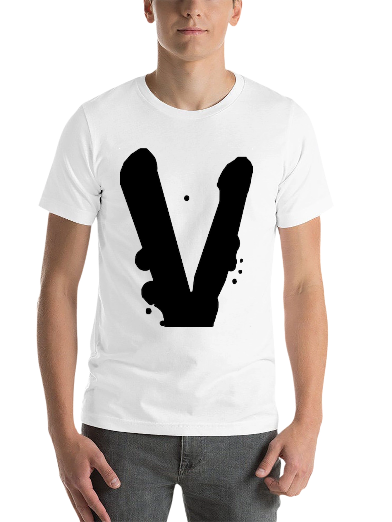 Black Black T-Shirt with Abstract V Design view 14