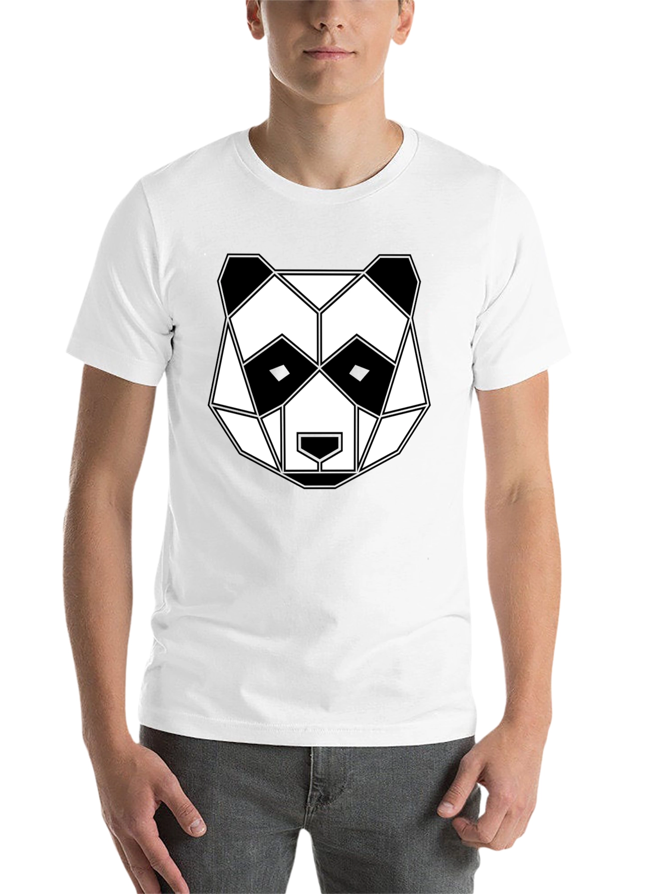 Black Geometric Panda Graphic Tee - Black view 14