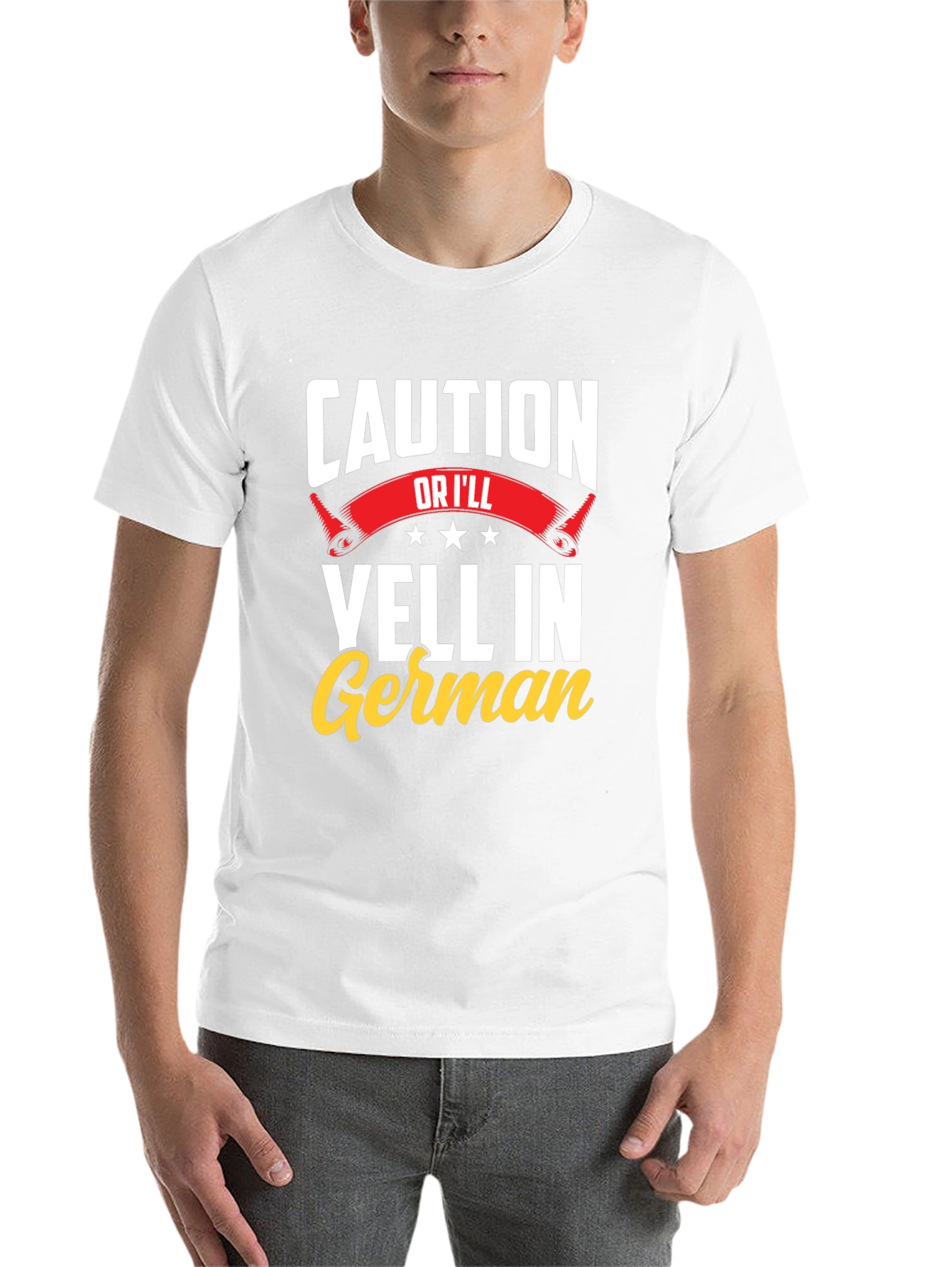Black Caution, I'll Yell in German T-Shirt - Funny view 14