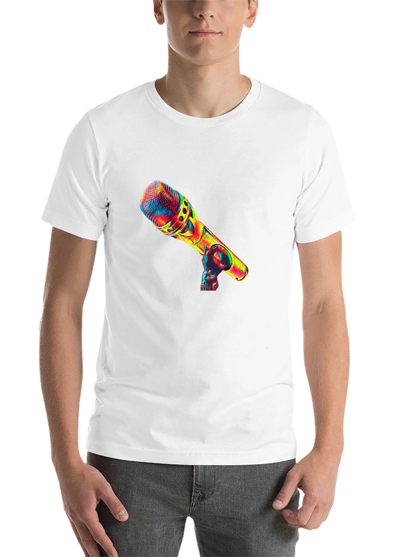 Black Colorful Microphone Graphic Tee view 14