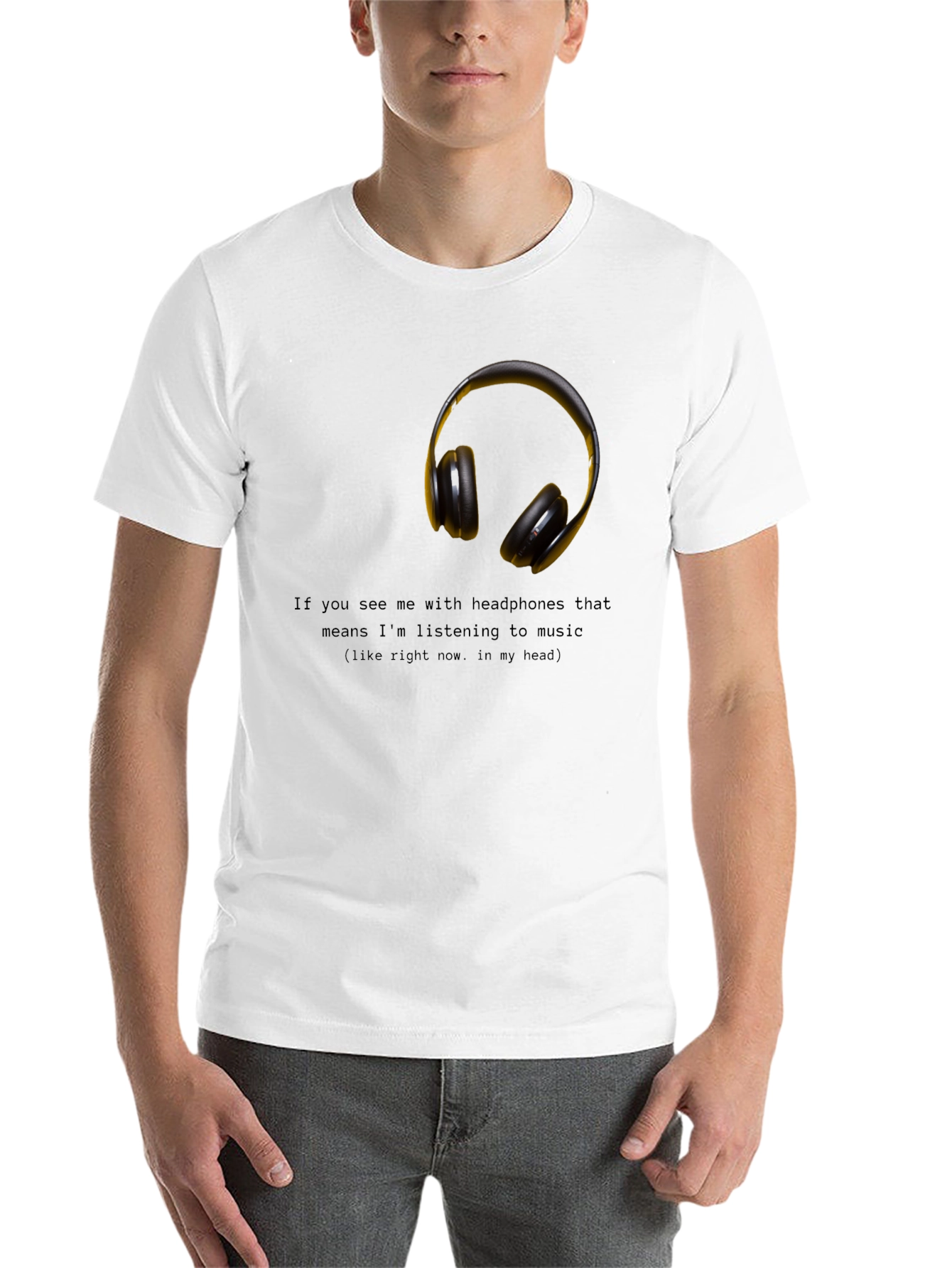 Black Headphones Music T-Shirt - Funny Graphic Tee view 14