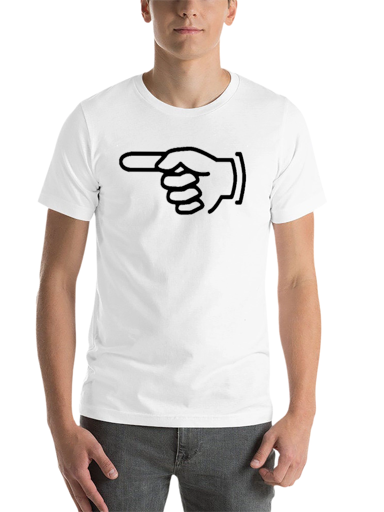 Black Pointing Finger Graphic Tee - Bold Black Cotton T-Shirt view 14