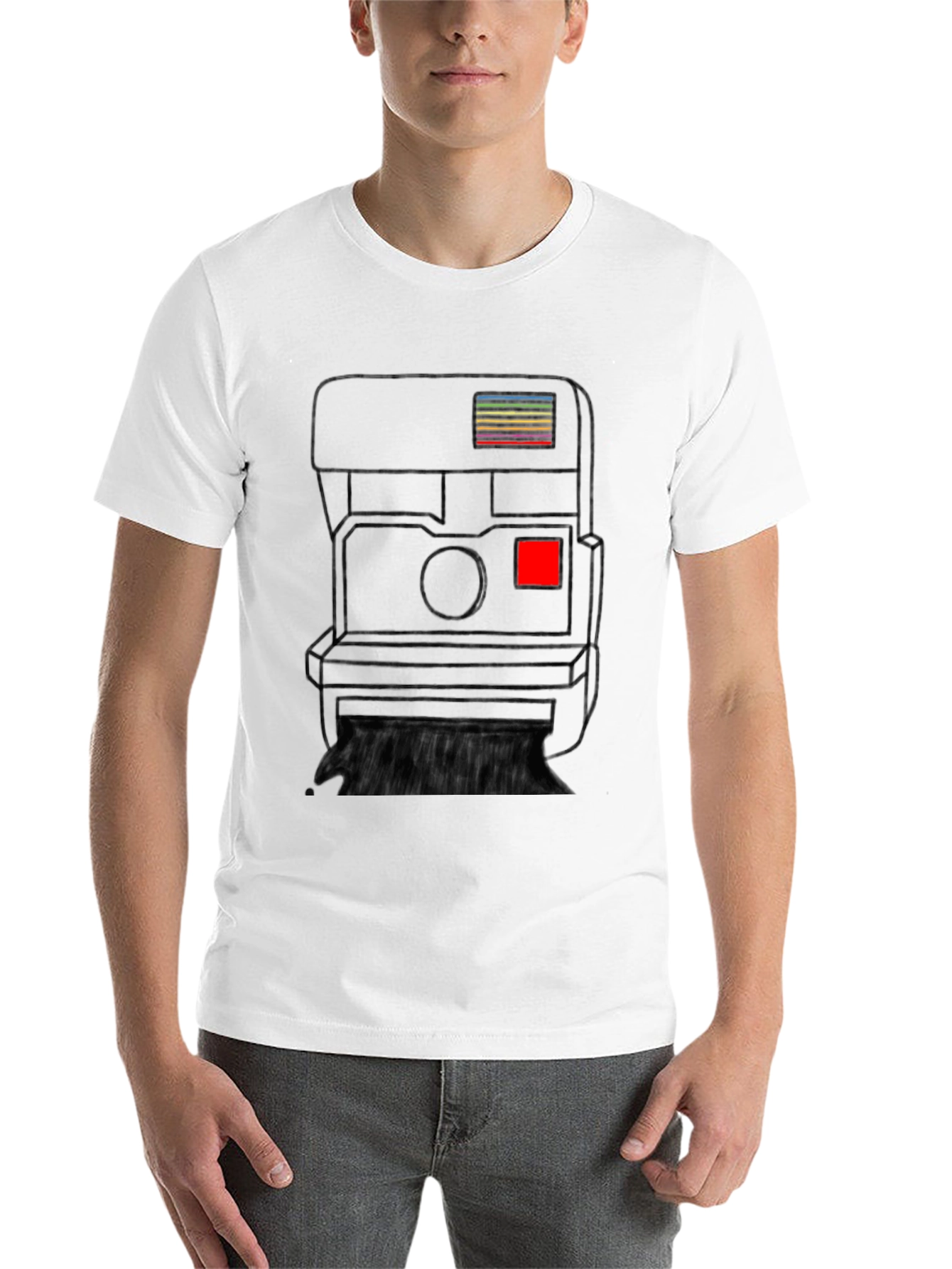 Black Retro Camera Graphic Tee - Black Cotton T-Shirt view 14