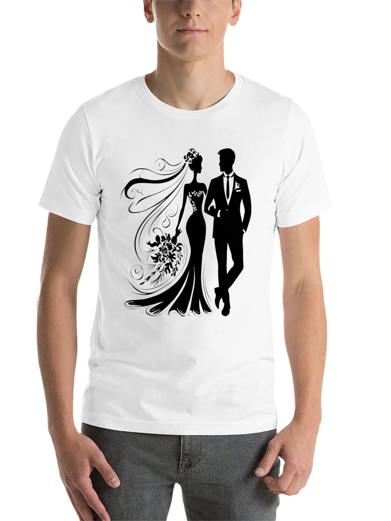 Black Bride and Groom Silhouette Graphic Tee view 14
