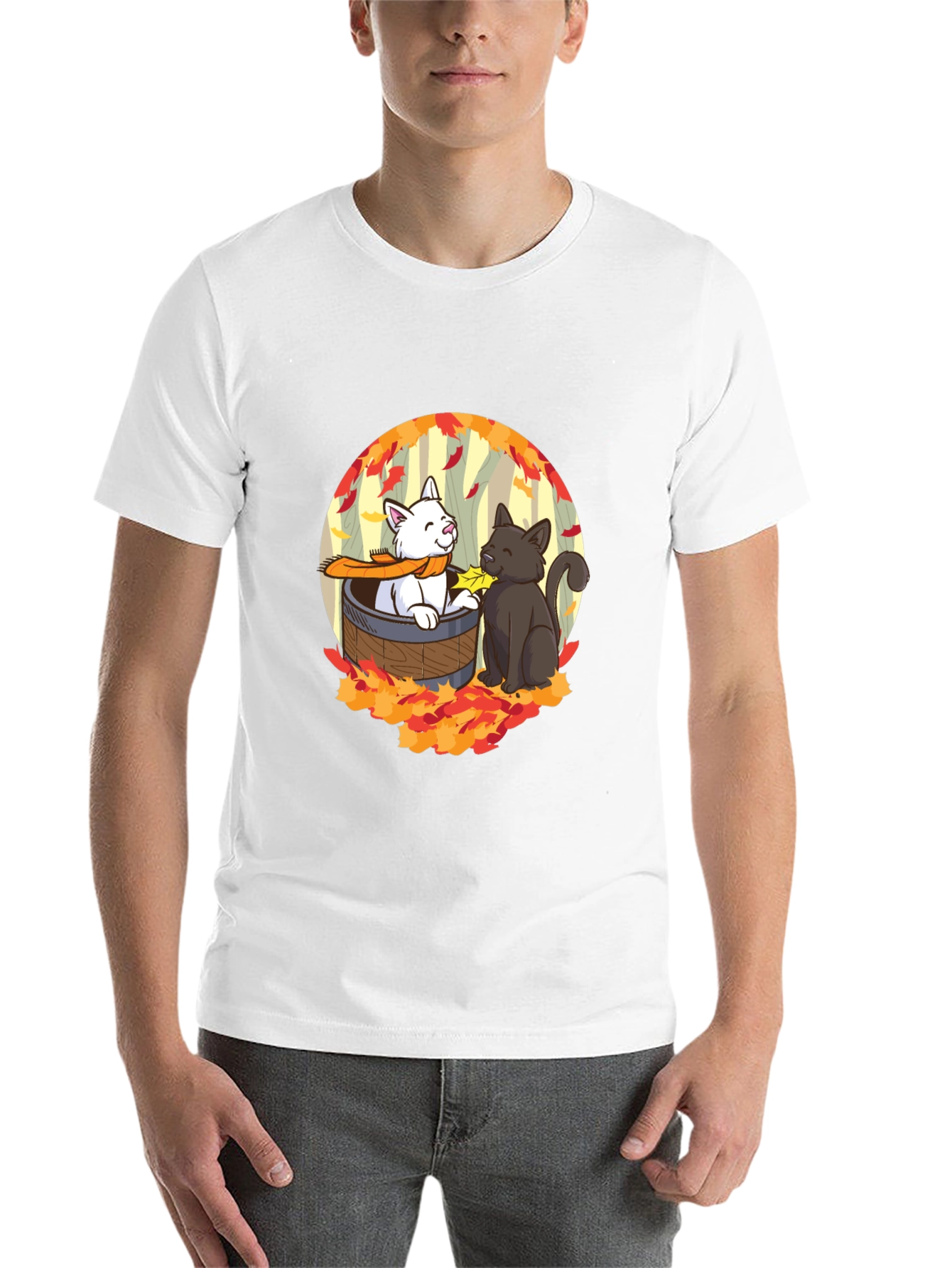 Black Autumn Cats T-Shirt - Cute Fall Design view 14