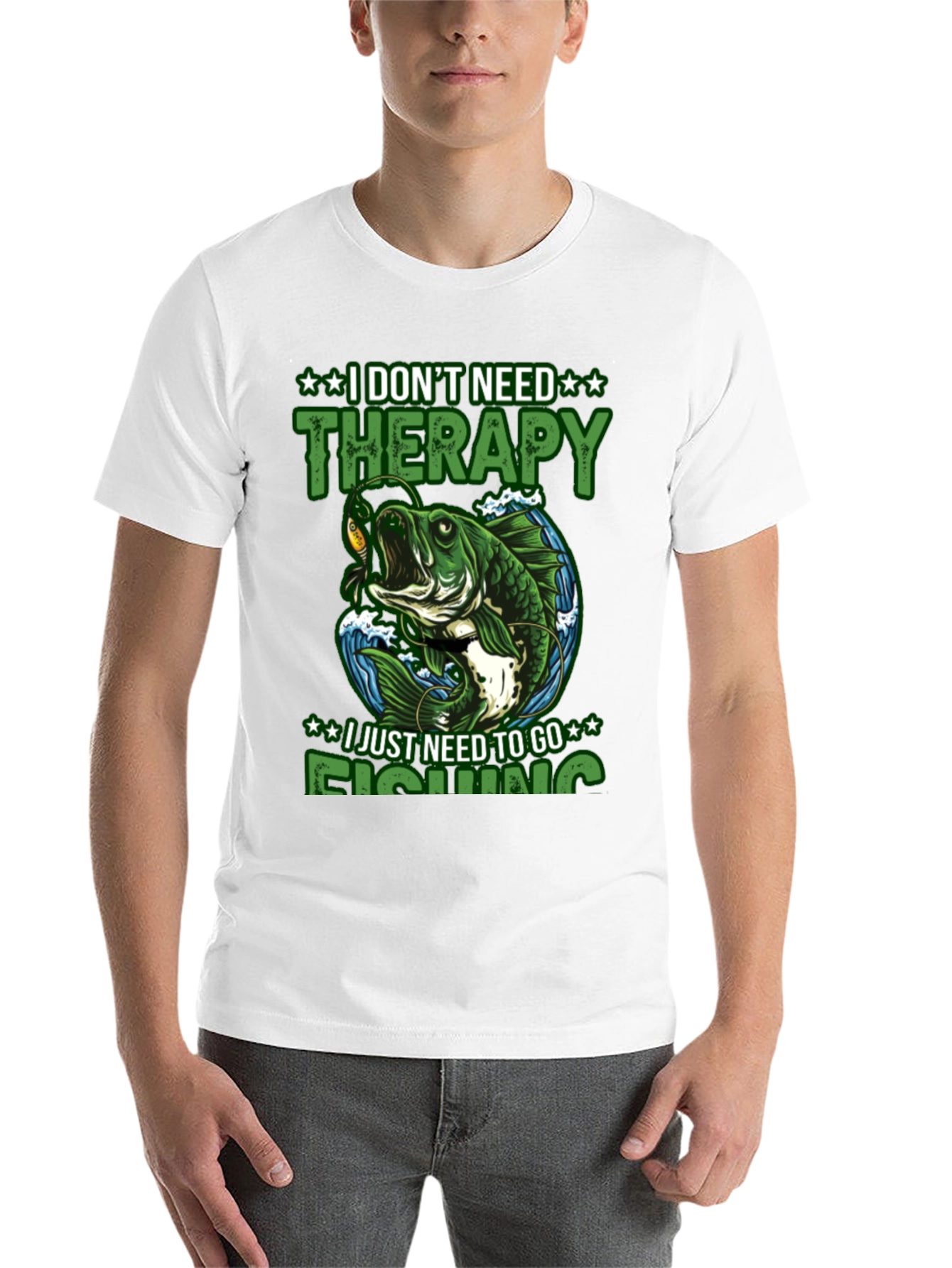 Black Fishing Therapy T-Shirt view 14