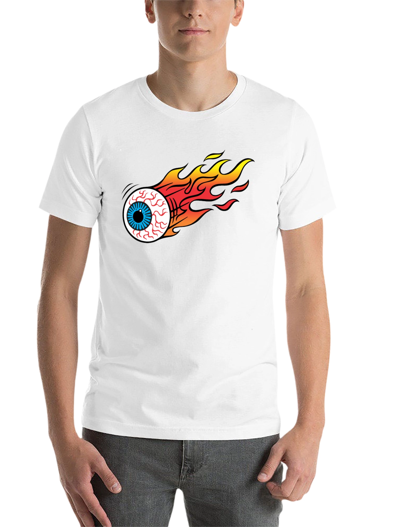 Black Flaming Eyeball Graphic Black T-Shirt view 14