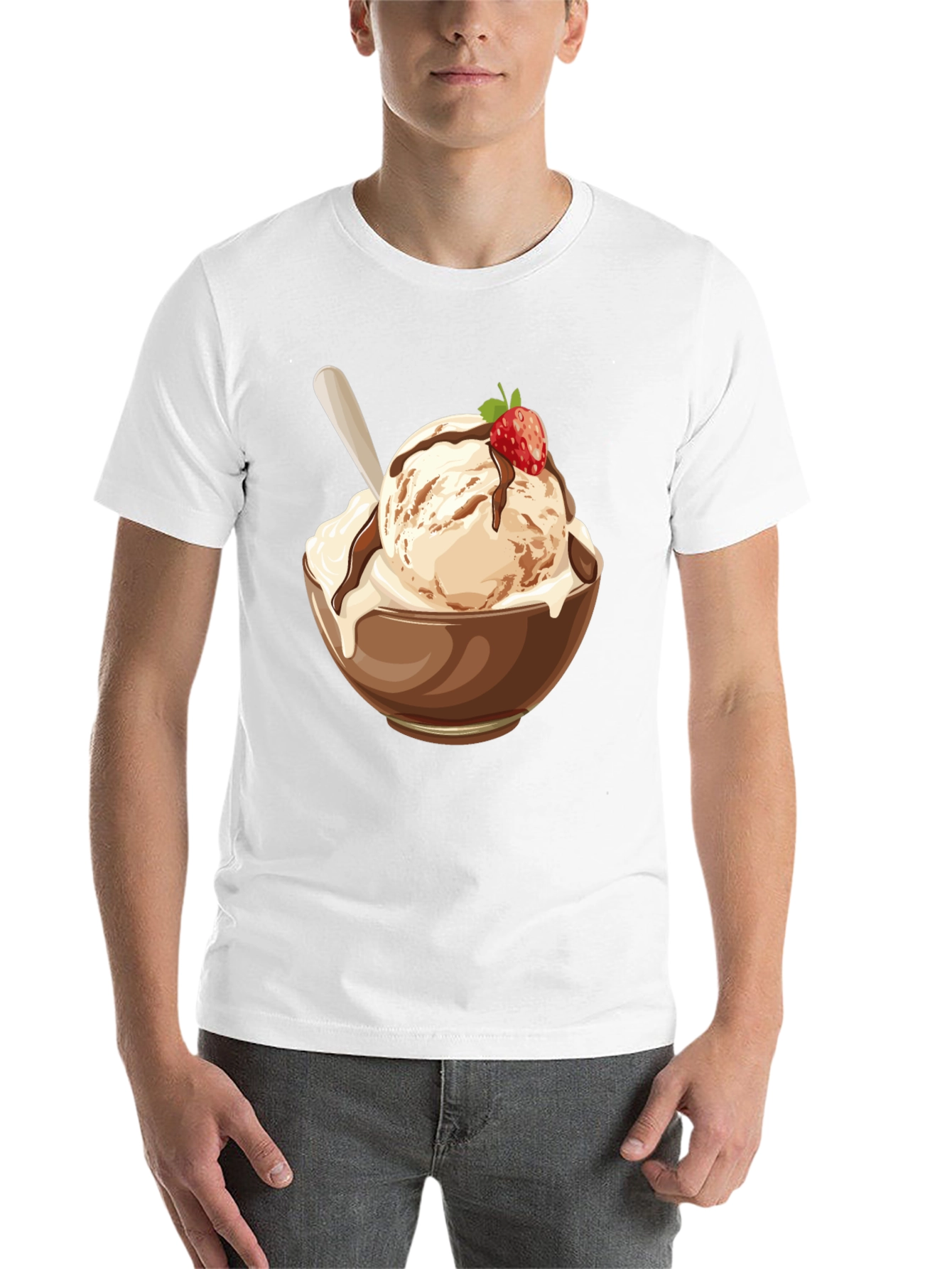 Black Ice Cream Bowl Graphic T-Shirt - Unisex Black Tee view 14