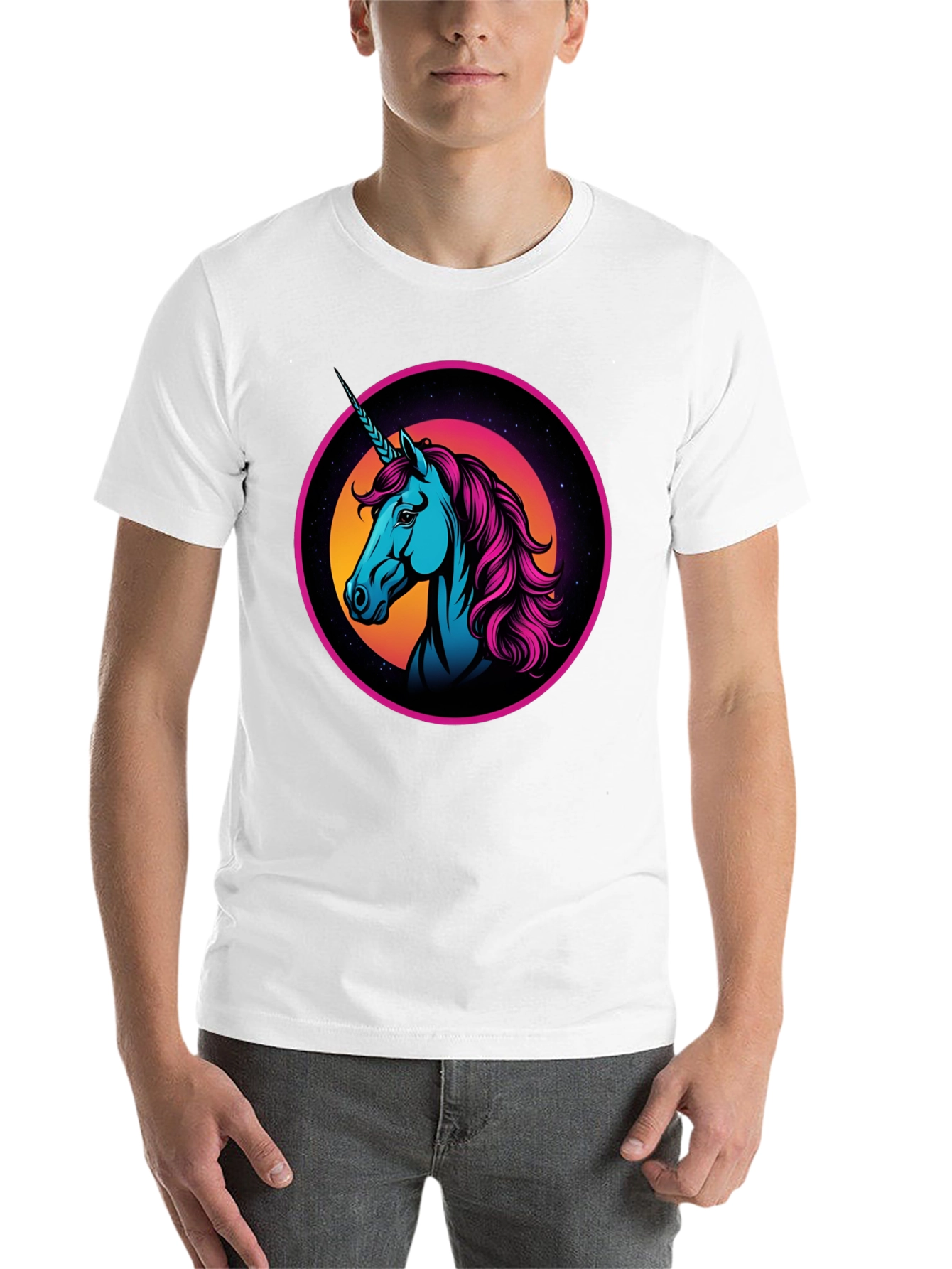 Black Retro Unicorn Graphic T-Shirt view 14