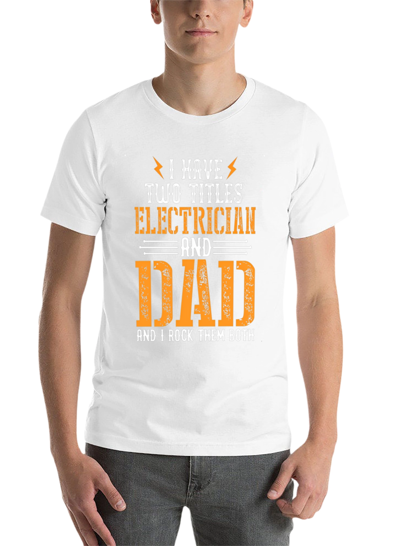 Black Electrician Dad T-Shirt: I Rock Them Both! view 14