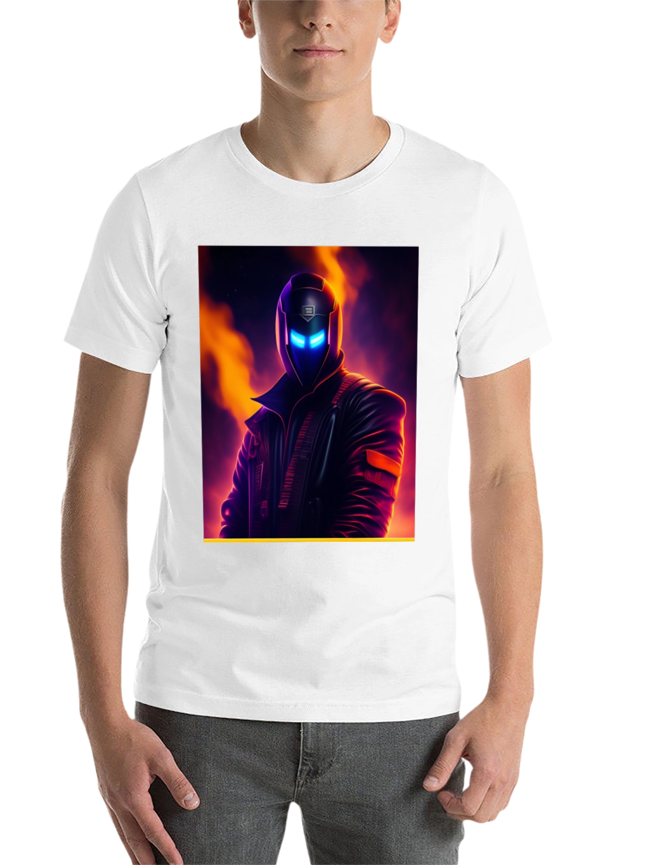 Black Cyberpunk Character Graphic Tee - Men's Black T-Shirt view 14