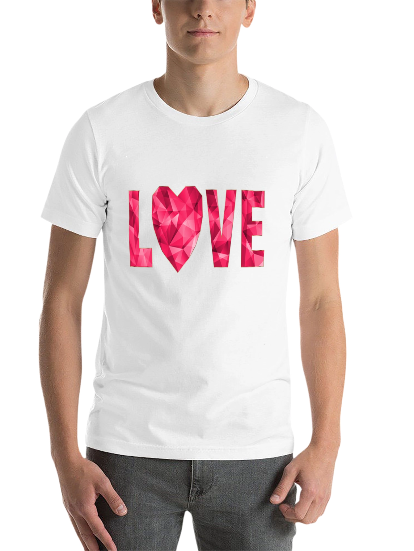 Black Geometric Heart Love Graphic Black T-Shirt view 14