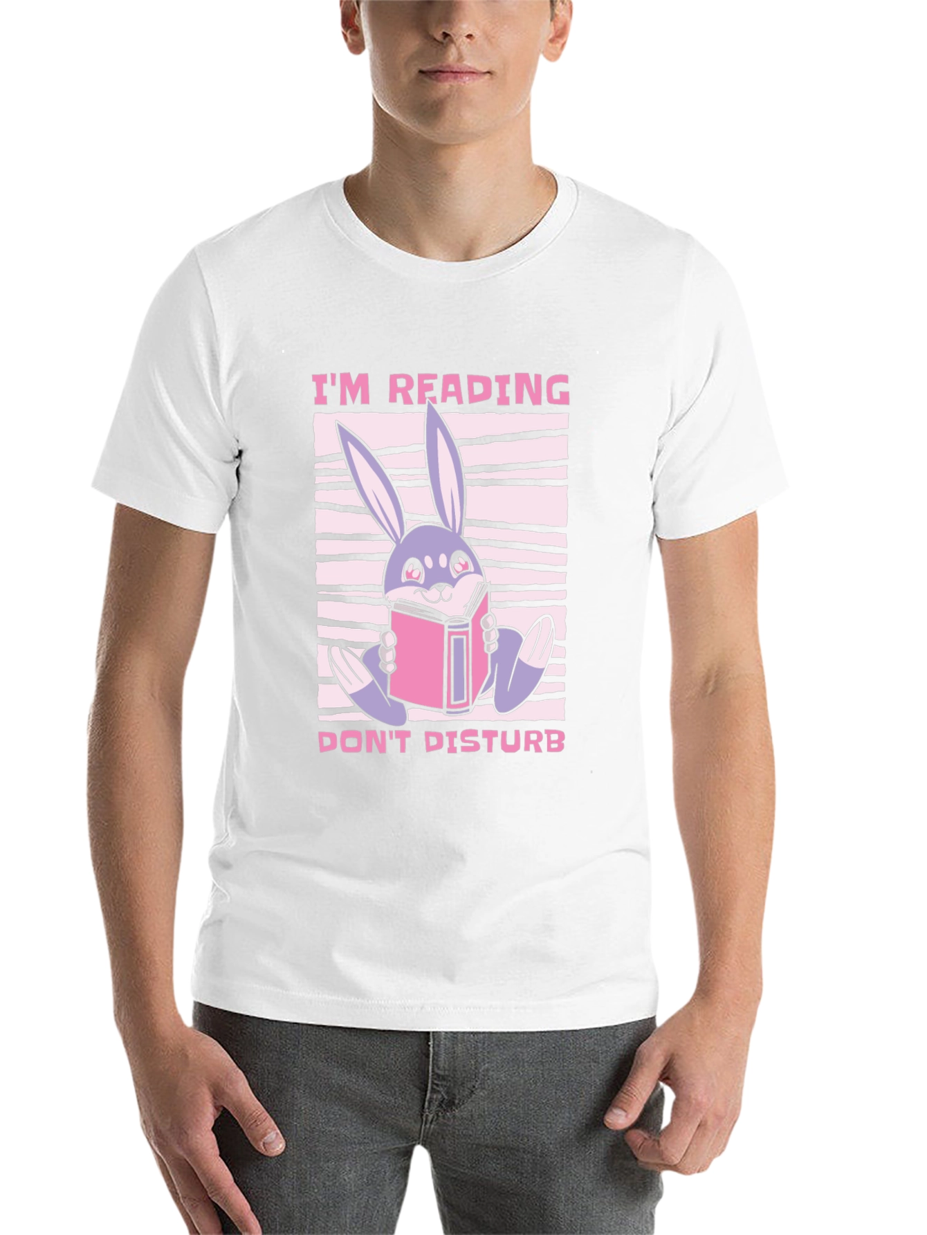 Black Reading Bunny Graphic T-Shirt - Don't Disturb view 14