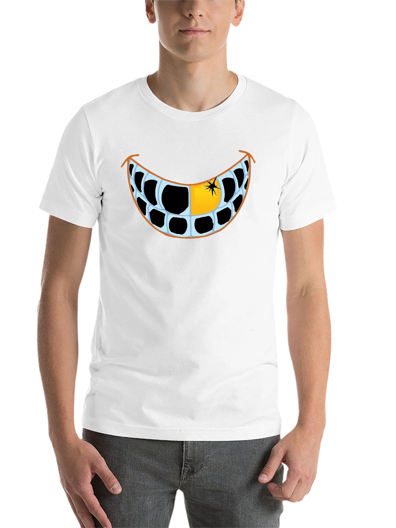 Black Funny Grinning Teeth Graphic T-Shirt view 14