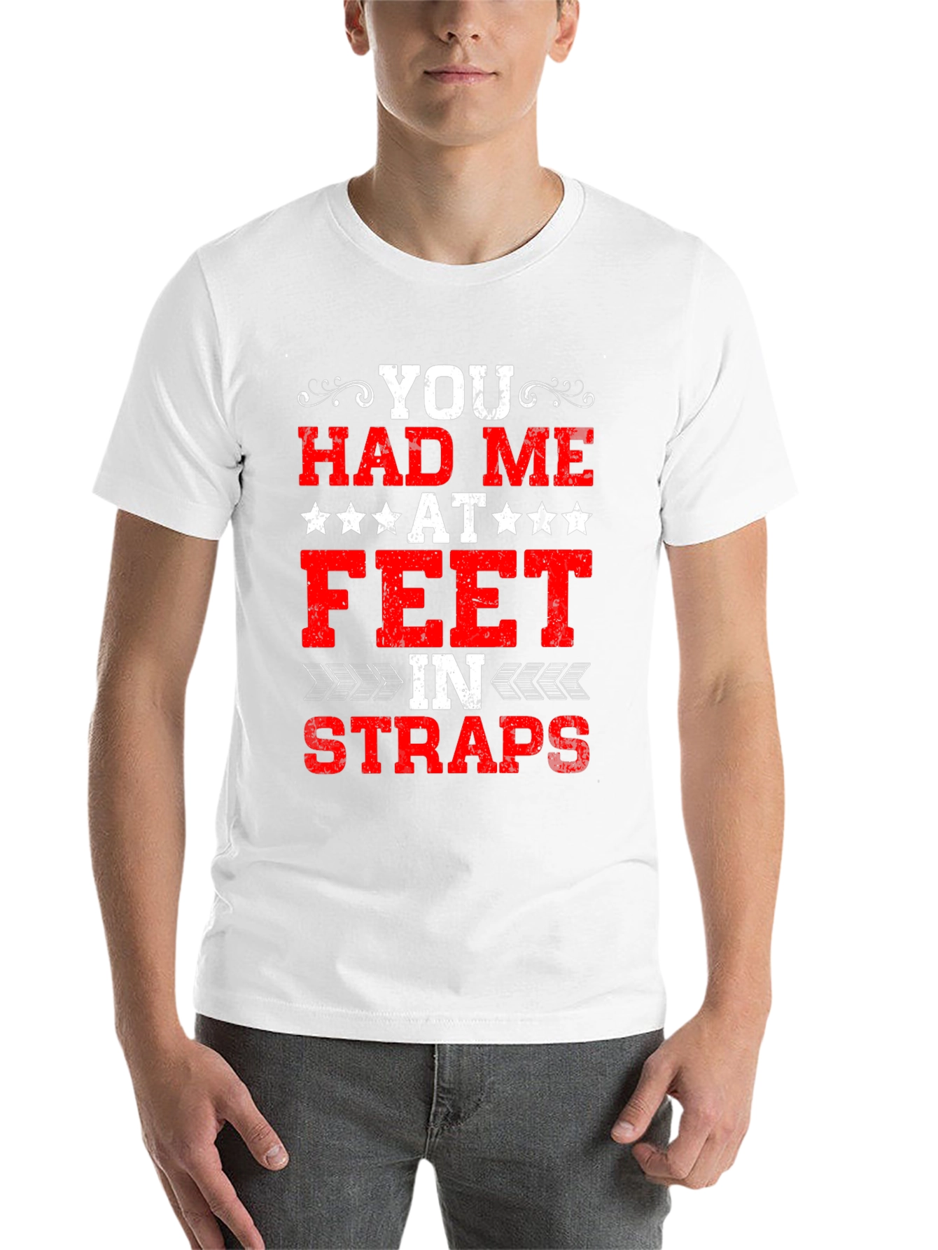 Black You Had Me At Feet In Straps Graphic Tee view 14