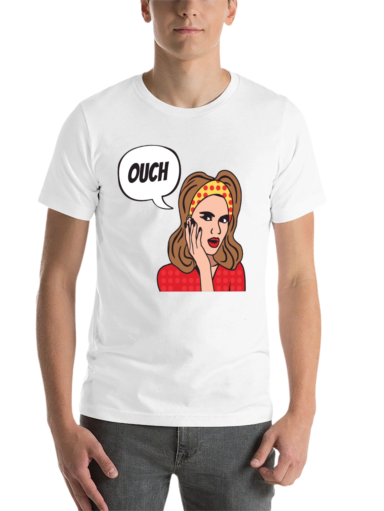 Black Ouch! Retro Cartoon Graphic T-Shirt view 14