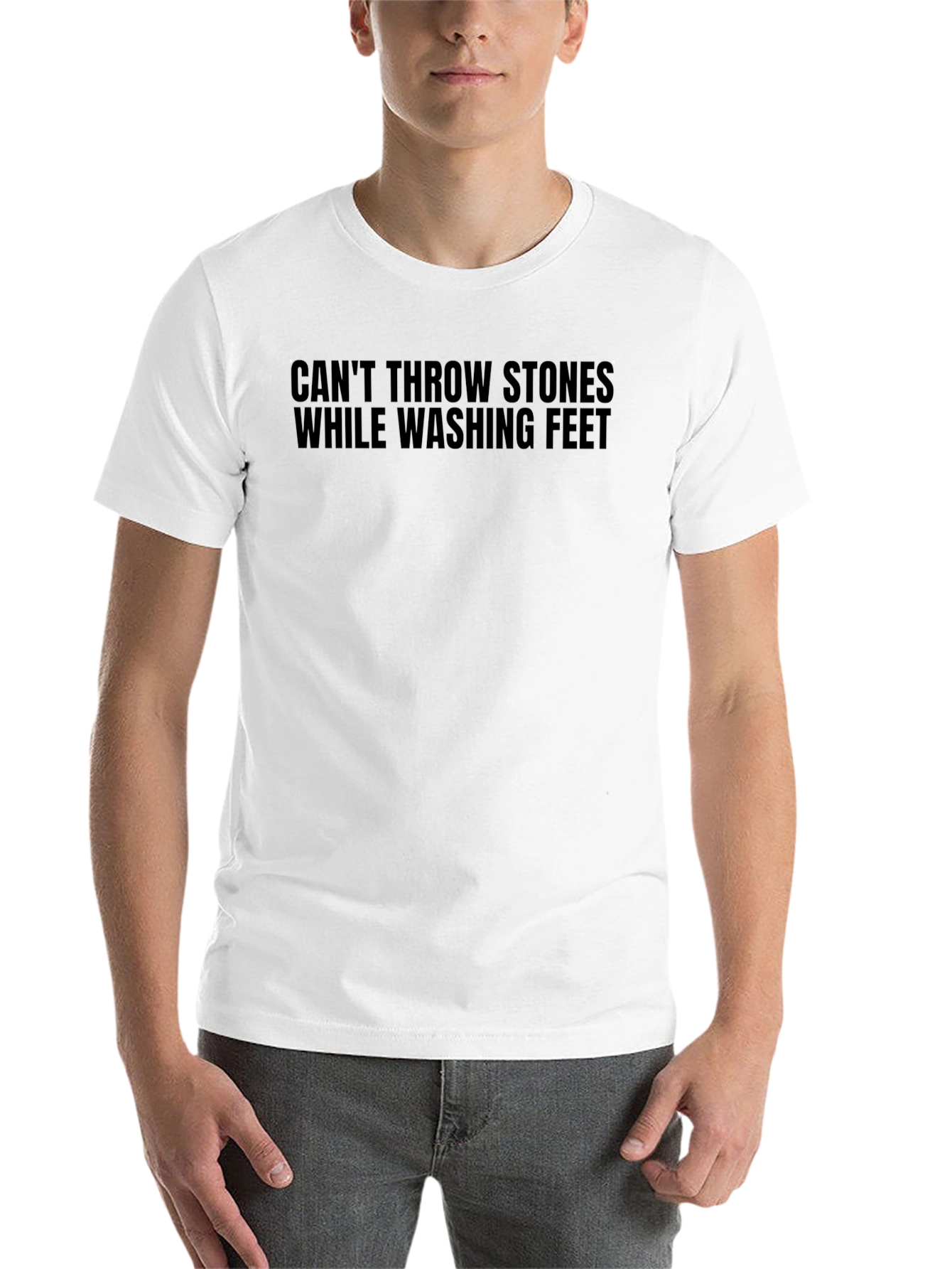 Black Can't Throw Stones T-Shirt - Black Graphic Tee view 14