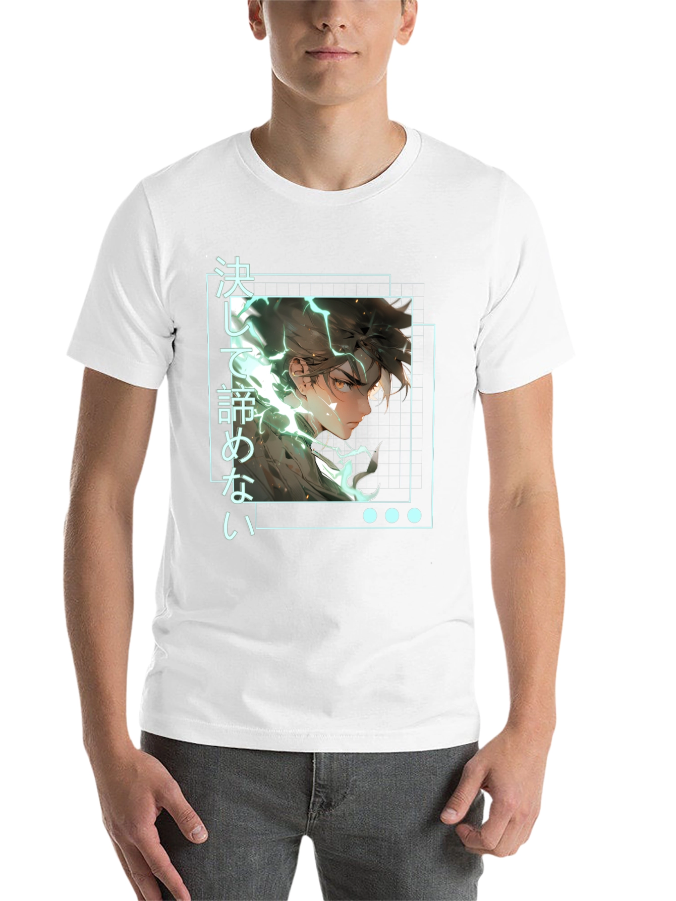 Black Anime Graphic Tee: Never Give Up Shirt view 14