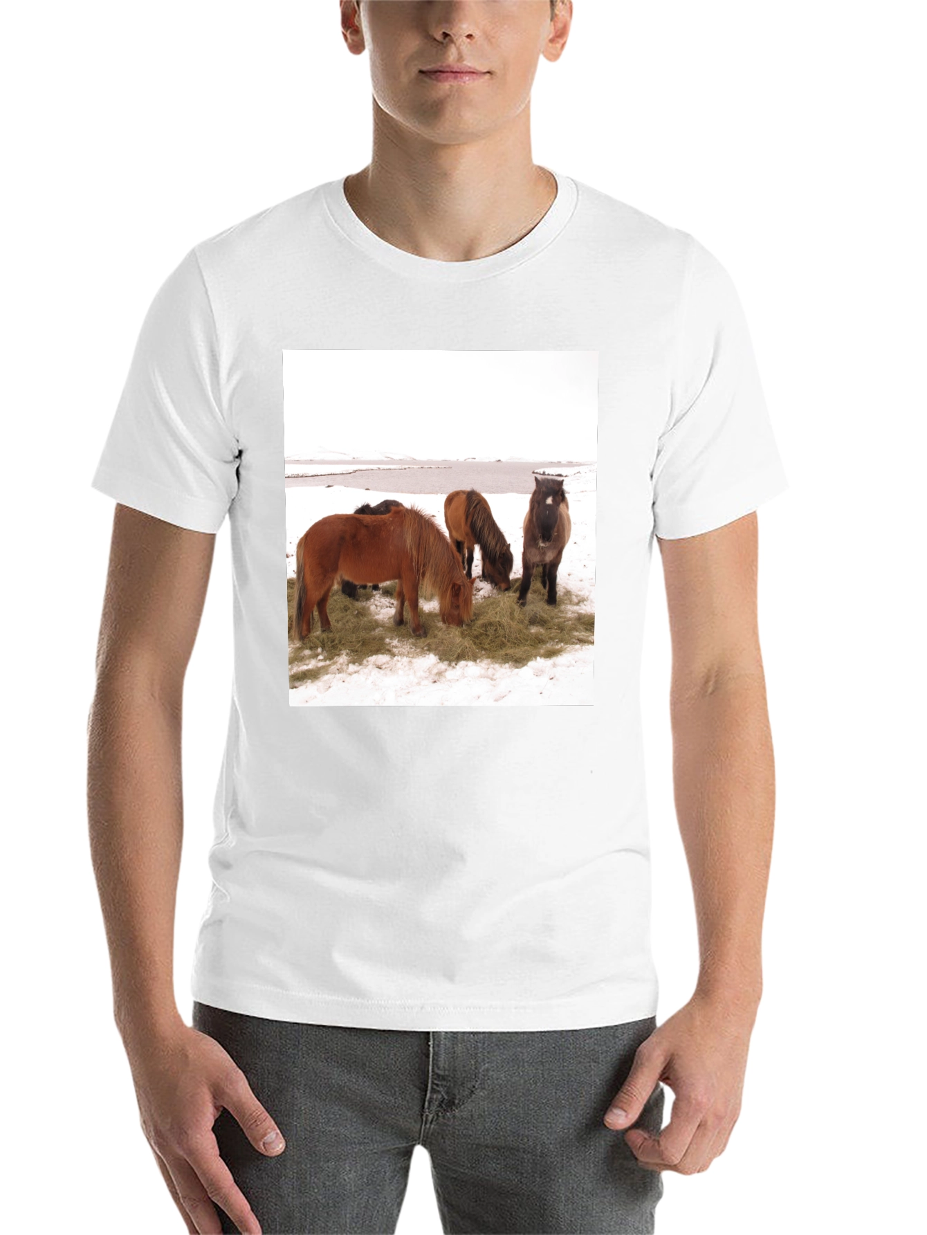 Black Horse Scene Graphic Tee - Unisex Black T-Shirt view 14