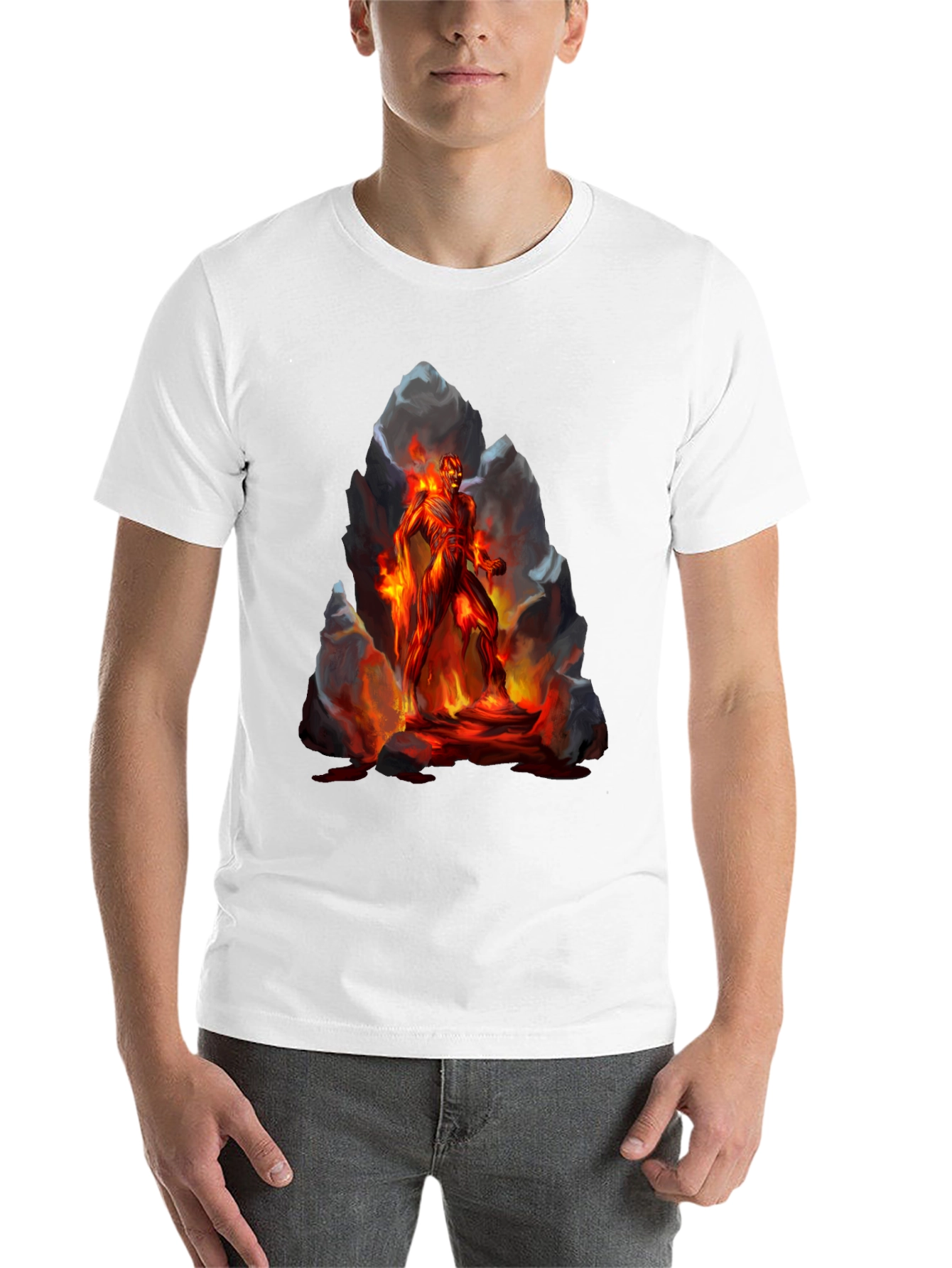 Black Inferno Man Graphic Tee - Fiery Lava Design view 14