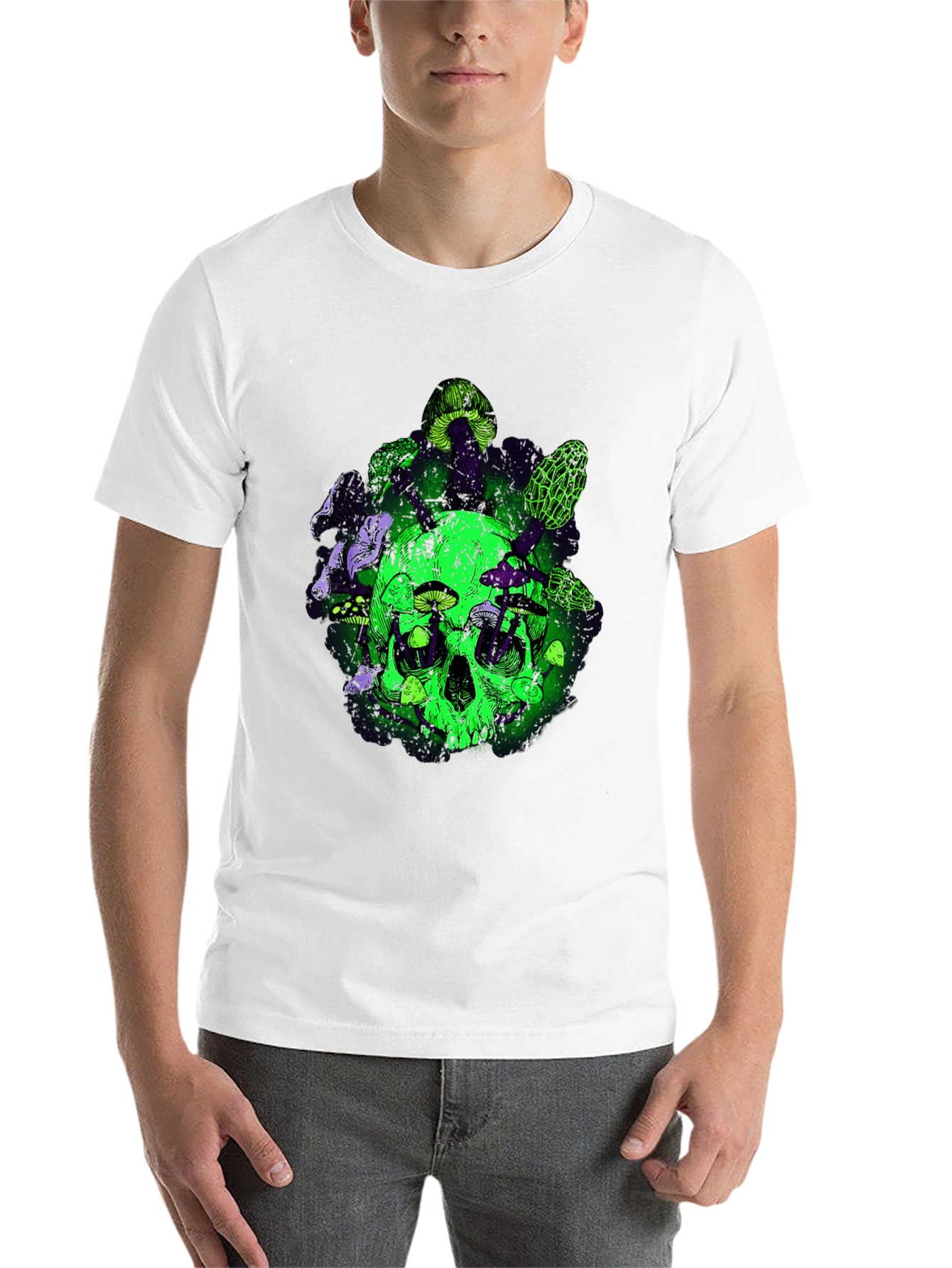 Black Skull & Mushroom Graphic Tee - Unique Design view 14