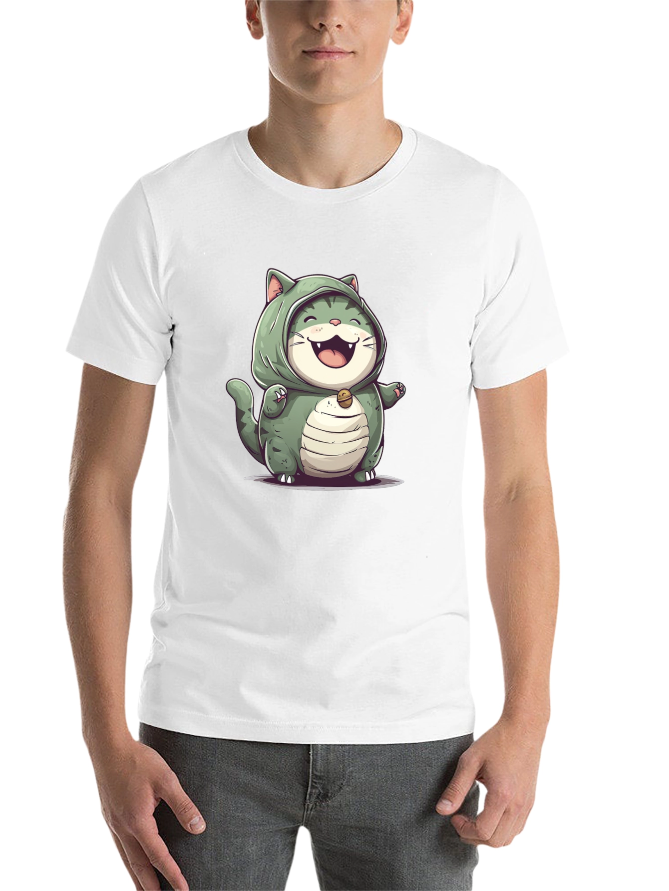 Black Cat In Bulbasaur Costume Black T-Shirt view 14