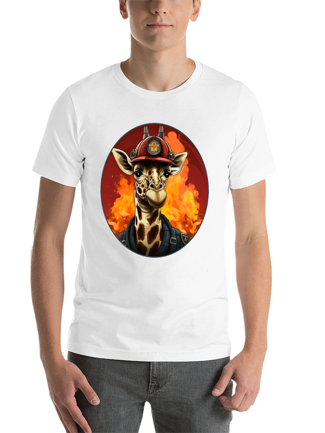 Black Giraffe Firefighter Graphic Tee view 14
